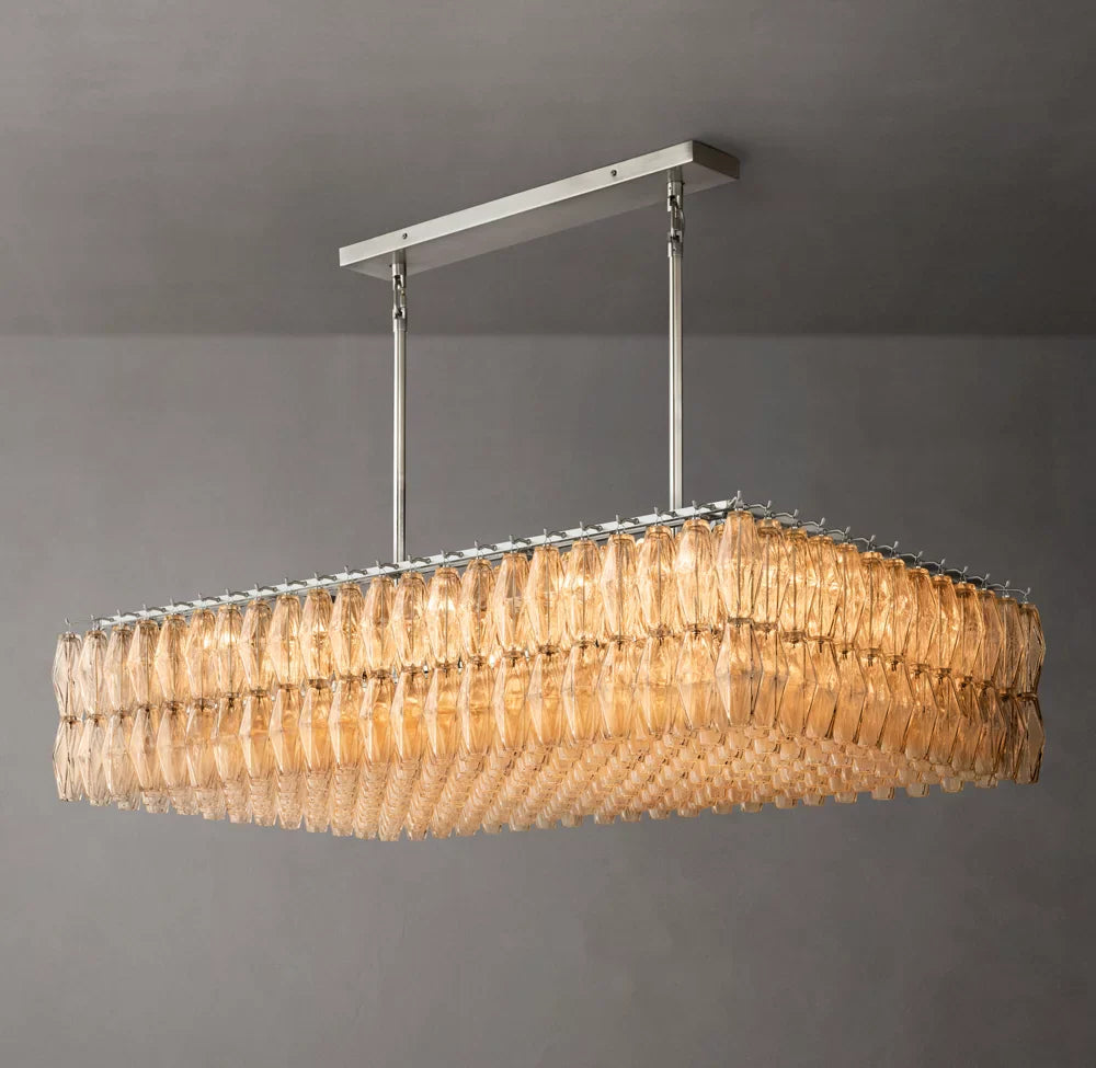 Chiara Clear Glass Rectangular Chandelier 54"