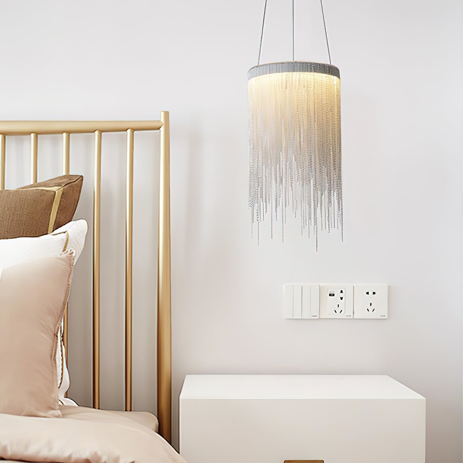 Chrome Chain Tassel Pendant Light