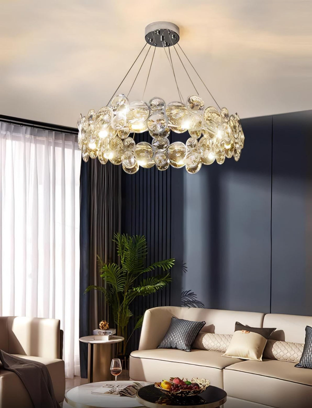 Chrome Crystal Ring Chandelier