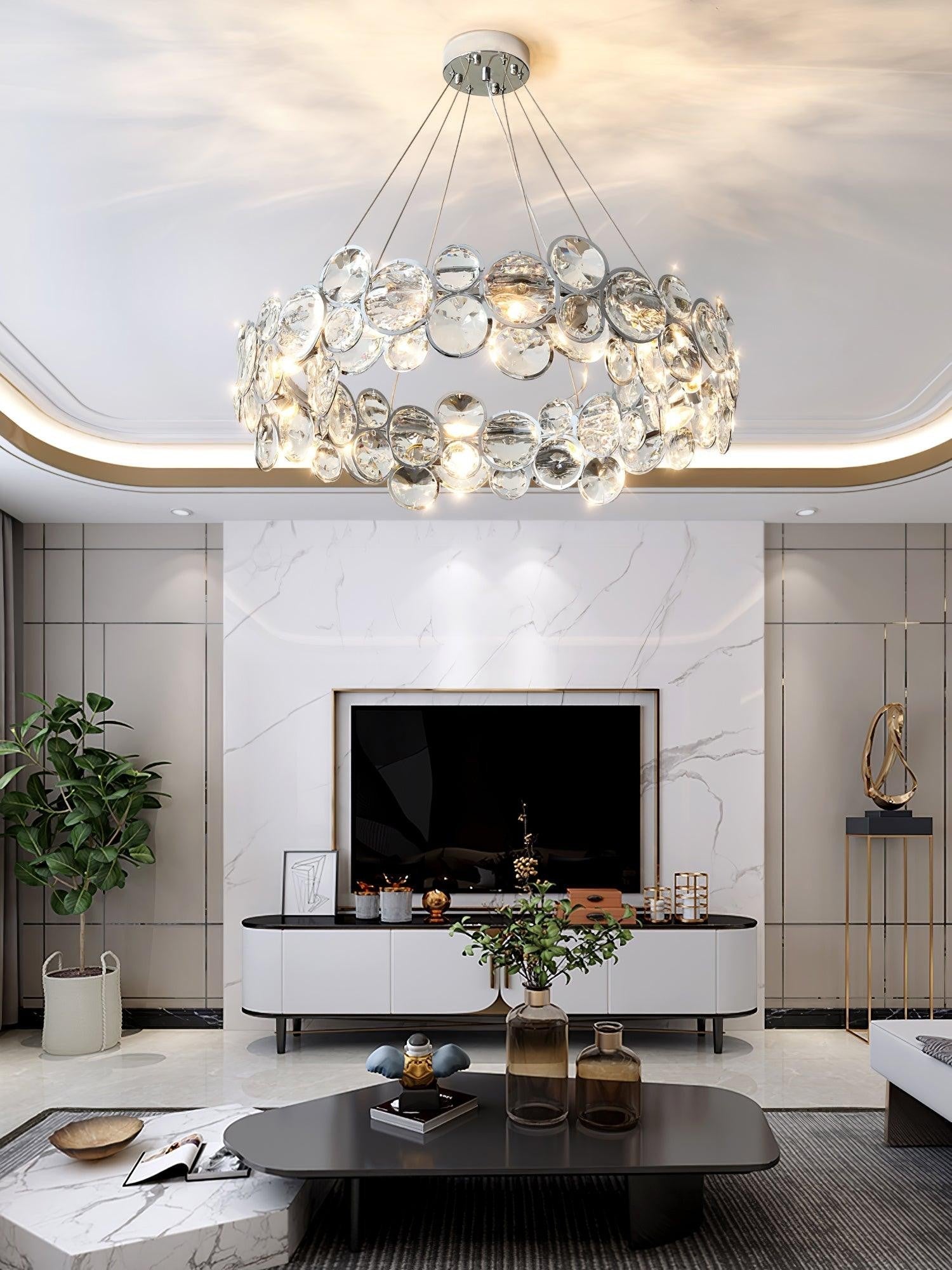 Chrome Crystal Ring Chandelier