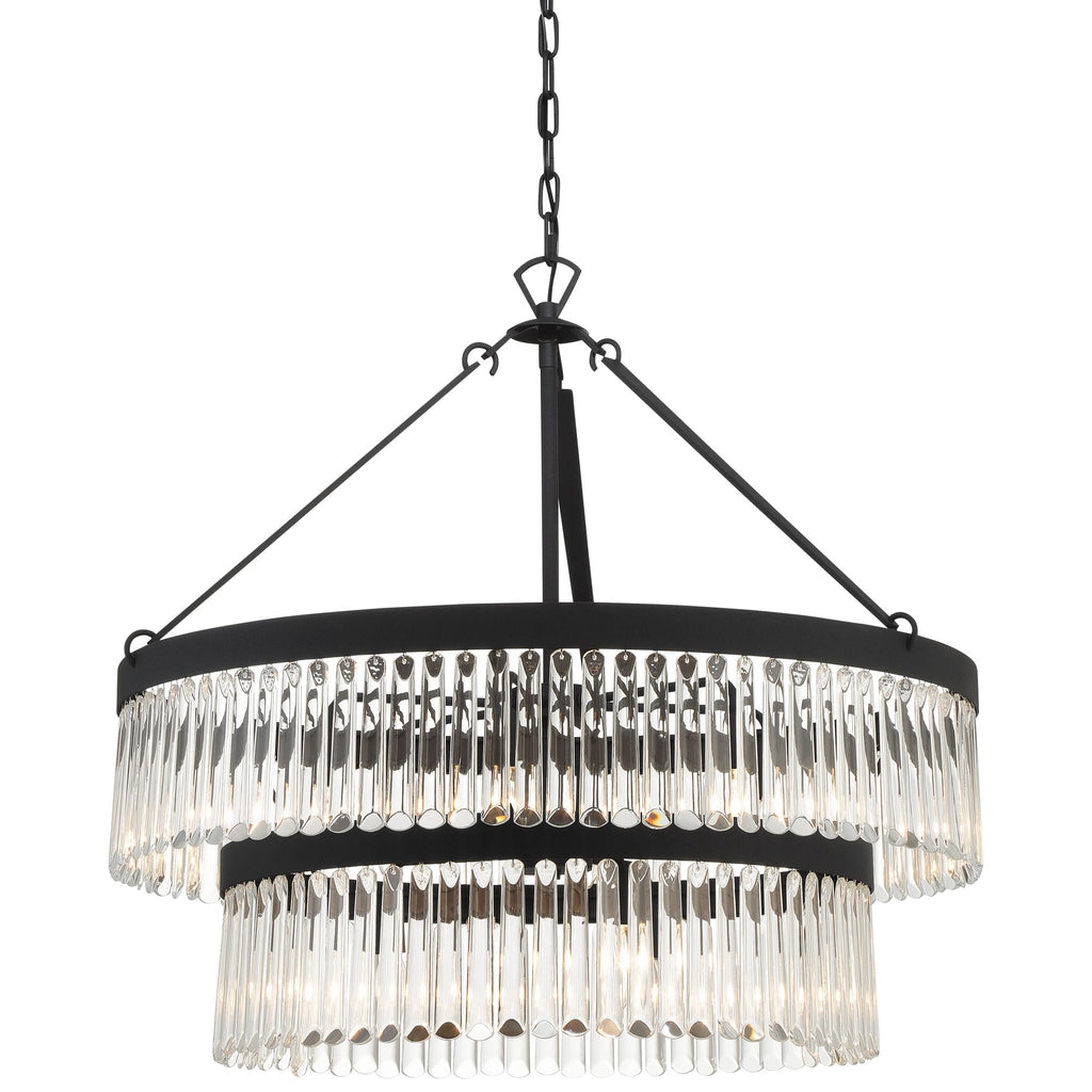 Crystorama  32" Wide Black Forged 9-Light Chandelier