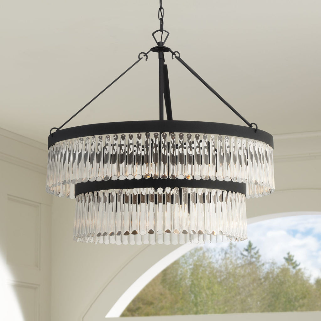 Crystorama  32" Wide Black Forged 9-Light Chandelier