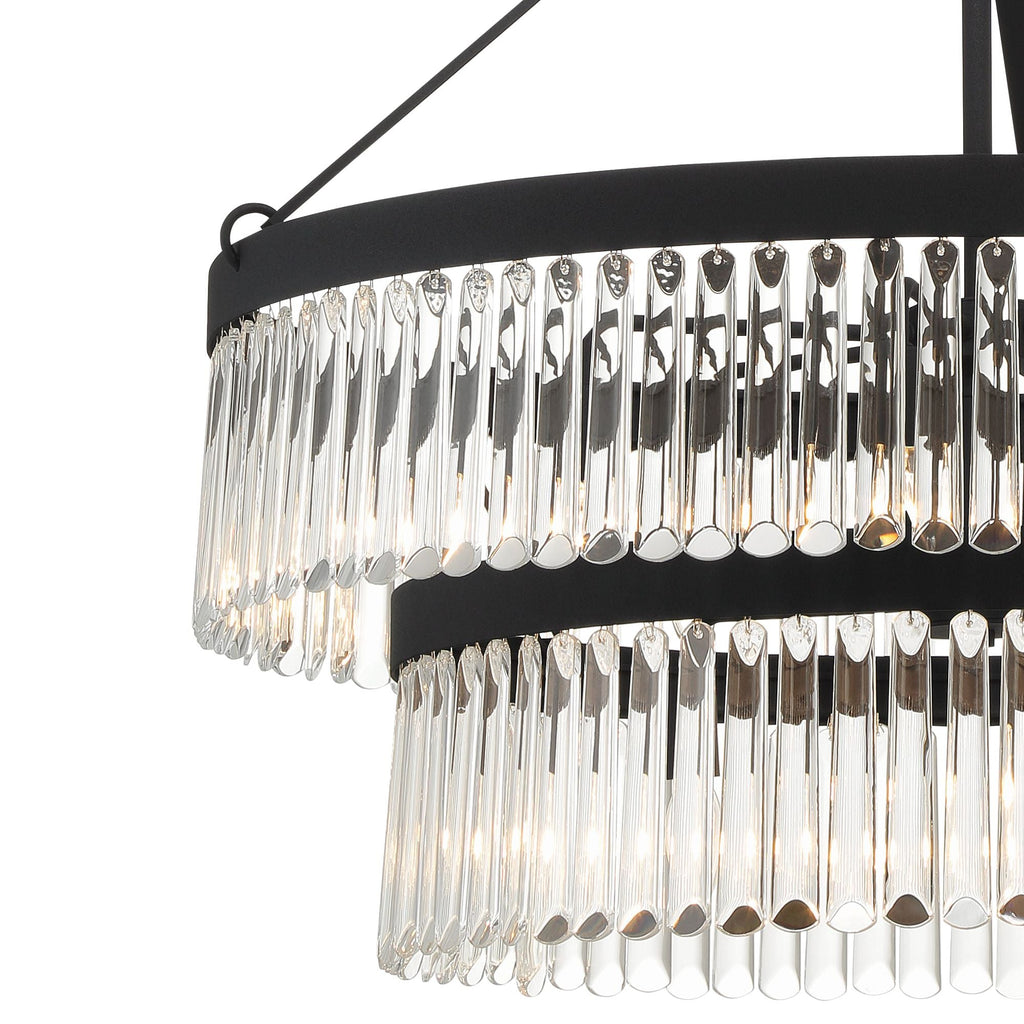 Crystorama  32" Wide Black Forged 9-Light Chandelier