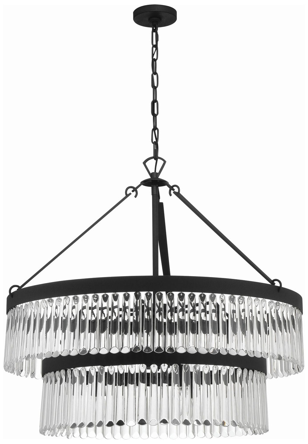 Crystorama  32" Wide Black Forged 9-Light Chandelier