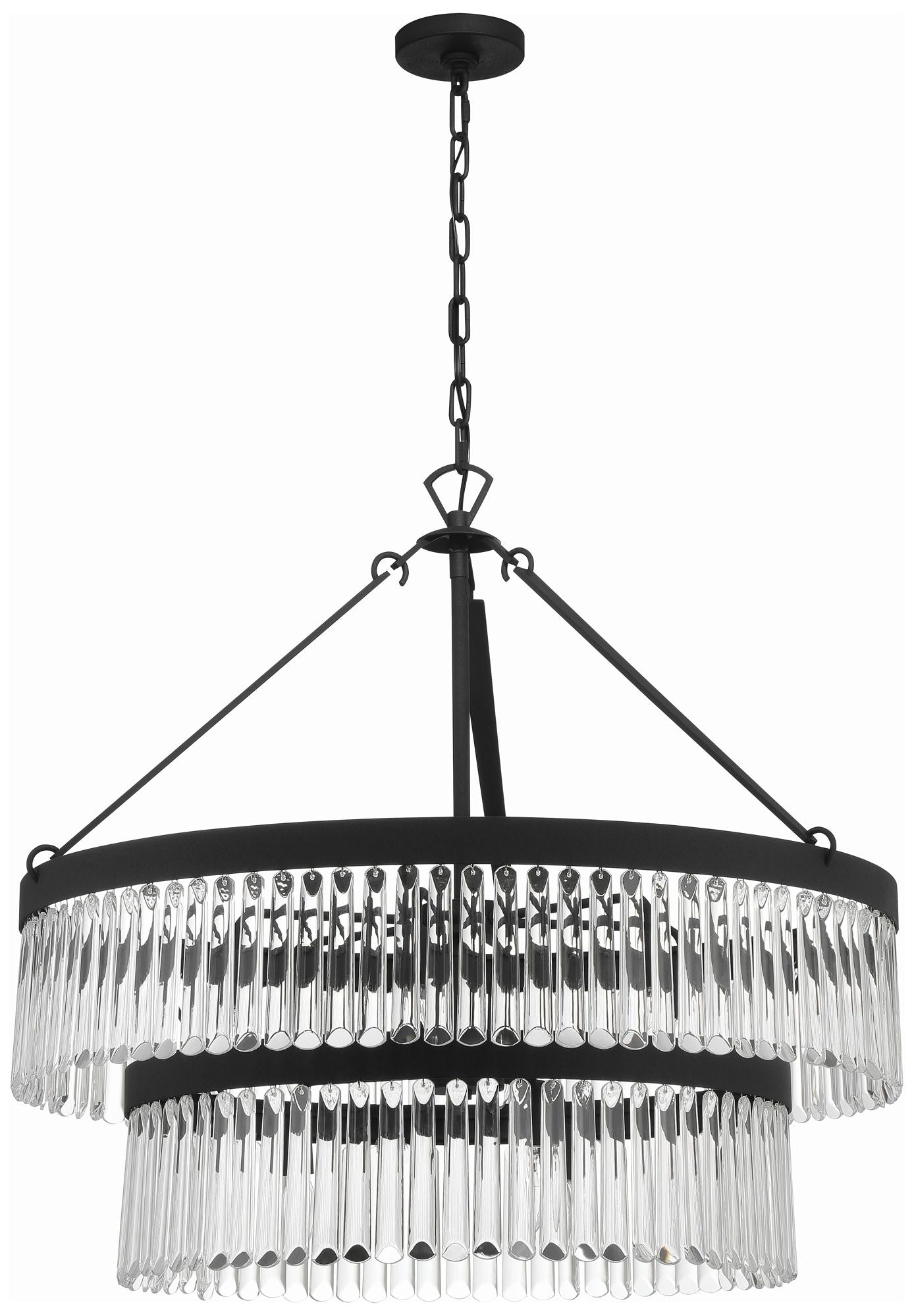 Crystorama  32" Wide Black Forged 9-Light Chandelier