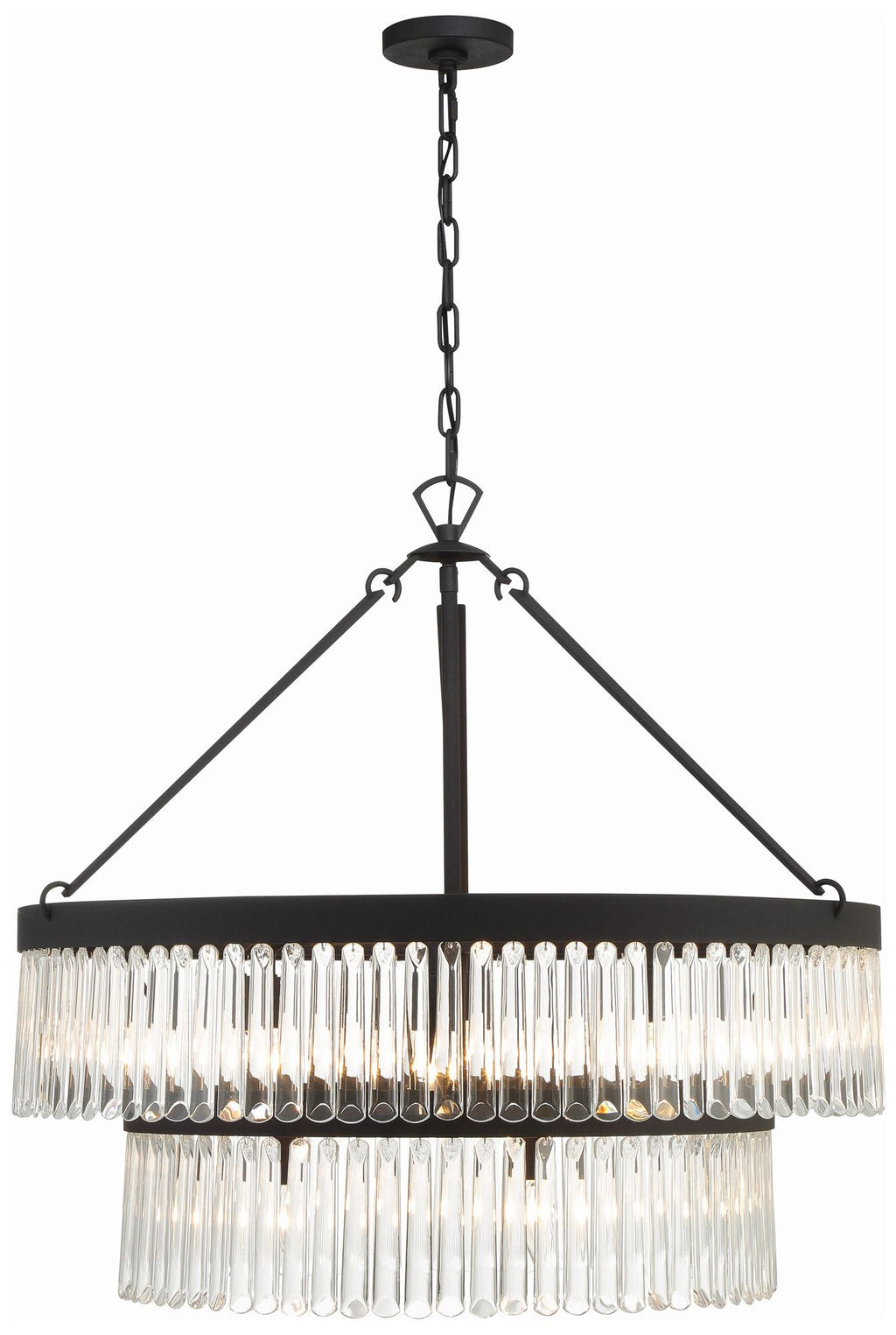 Crystorama  32" Wide Black Forged 9-Light Chandelier