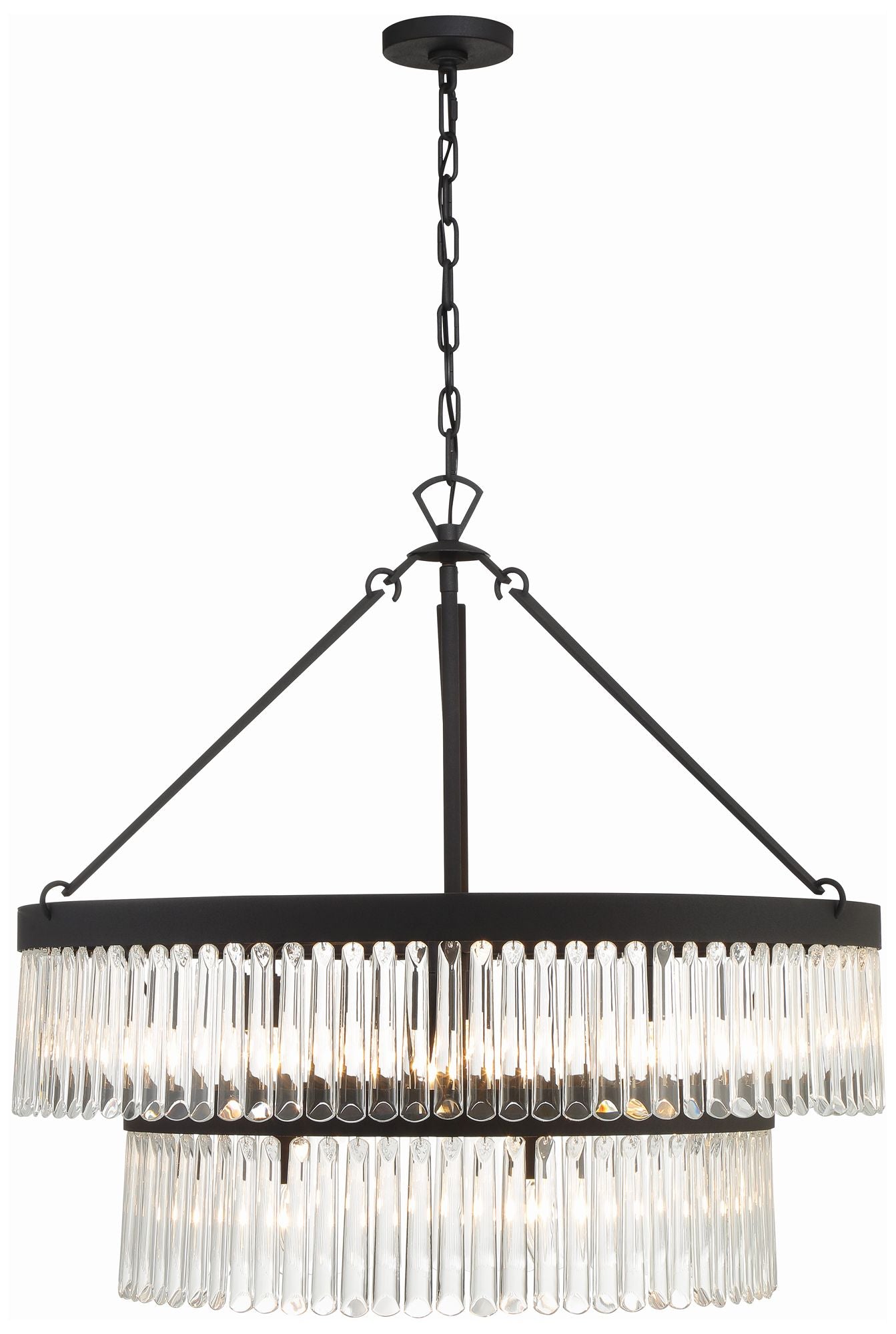 Crystorama  32" Wide Black Forged 9-Light Chandelier