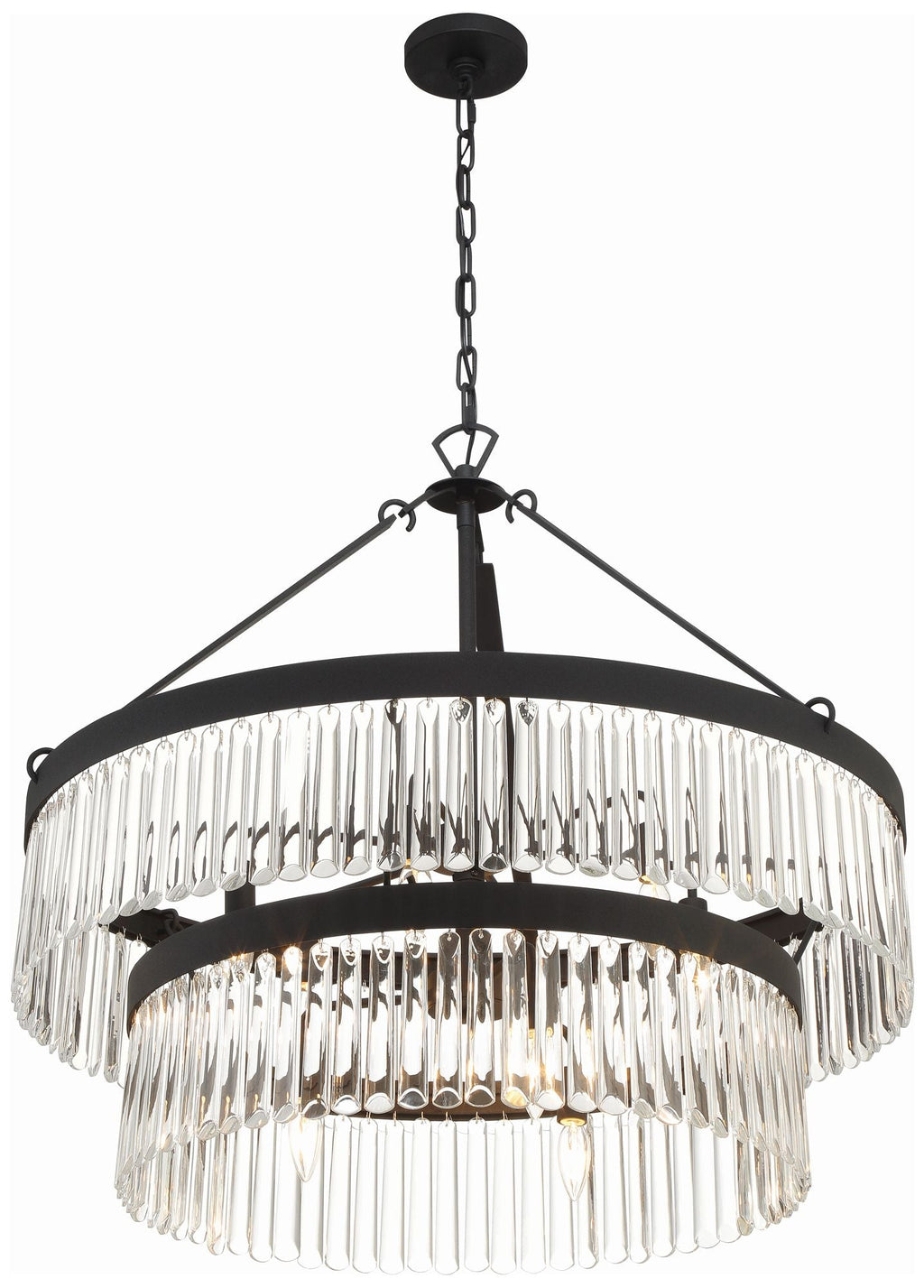 Crystorama  32" Wide Black Forged 9-Light Chandelier