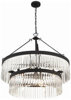 Crystorama  32" Wide Black Forged 9-Light Chandelier