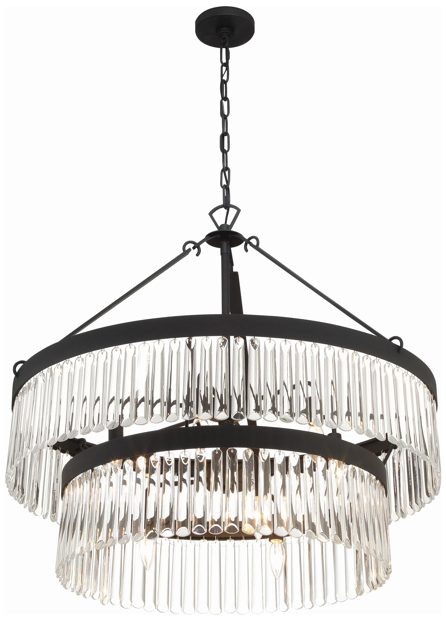 Crystorama  32" Wide Black Forged 9-Light Chandelier