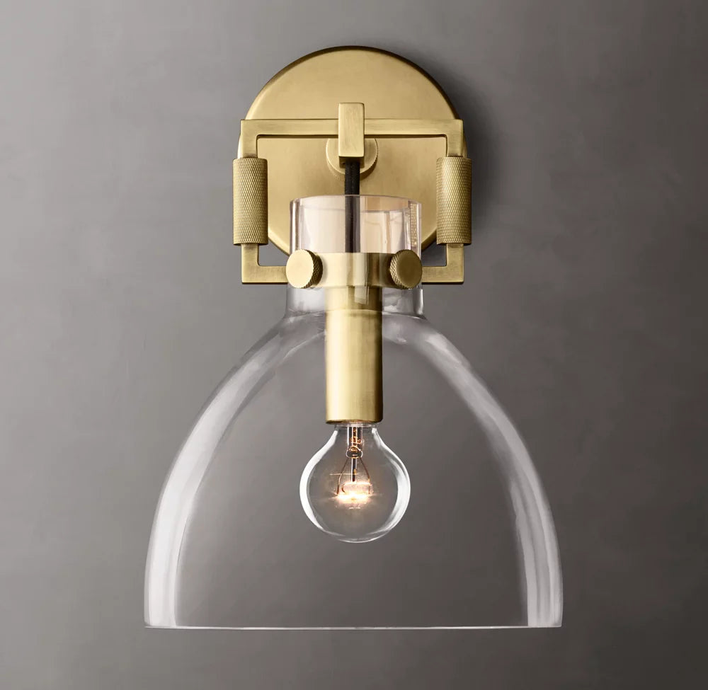 Machinist Glass Cloche Sconce 8"
