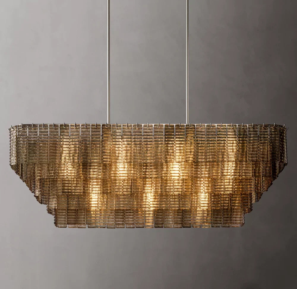 Sirene Smoke Glass Rectangular Chandelier 59"