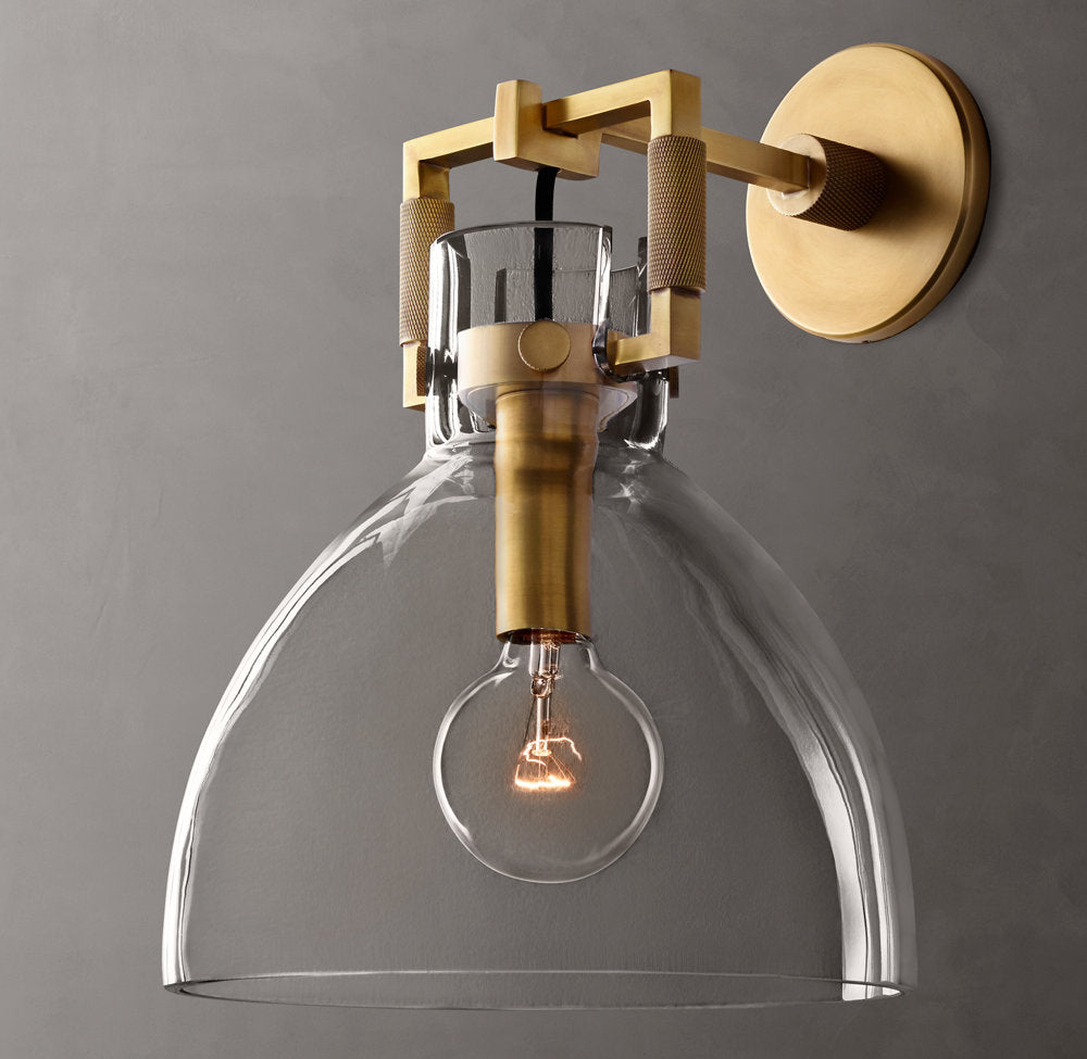 Machinist Glass Cloche Sconce 10"