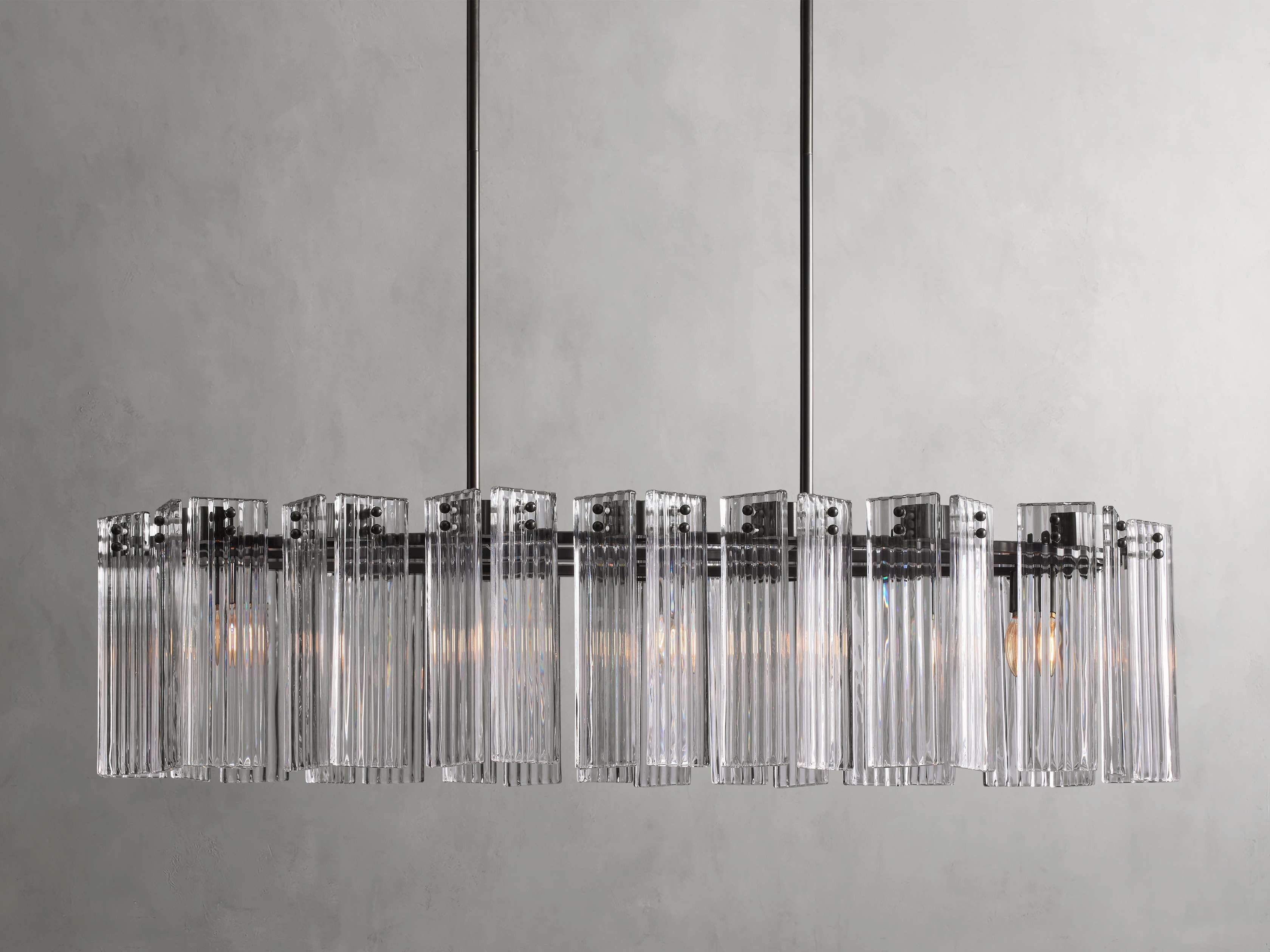 Delacroix Reeded Glass Oval Chandelier