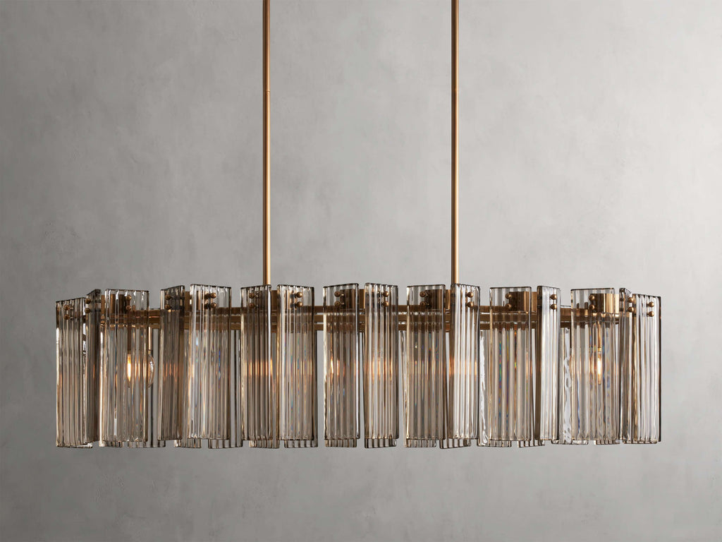 Delacroix Reeded Glass Oval Chandelier
