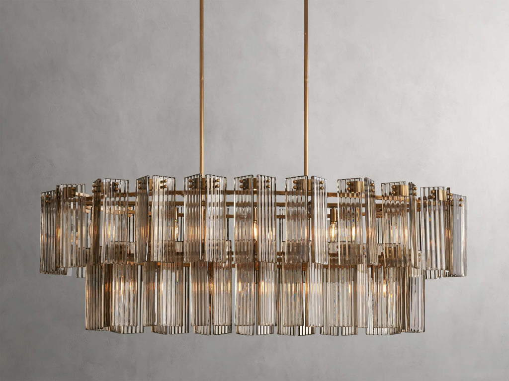 Delacroix Reeded Glass Oval Chandelier