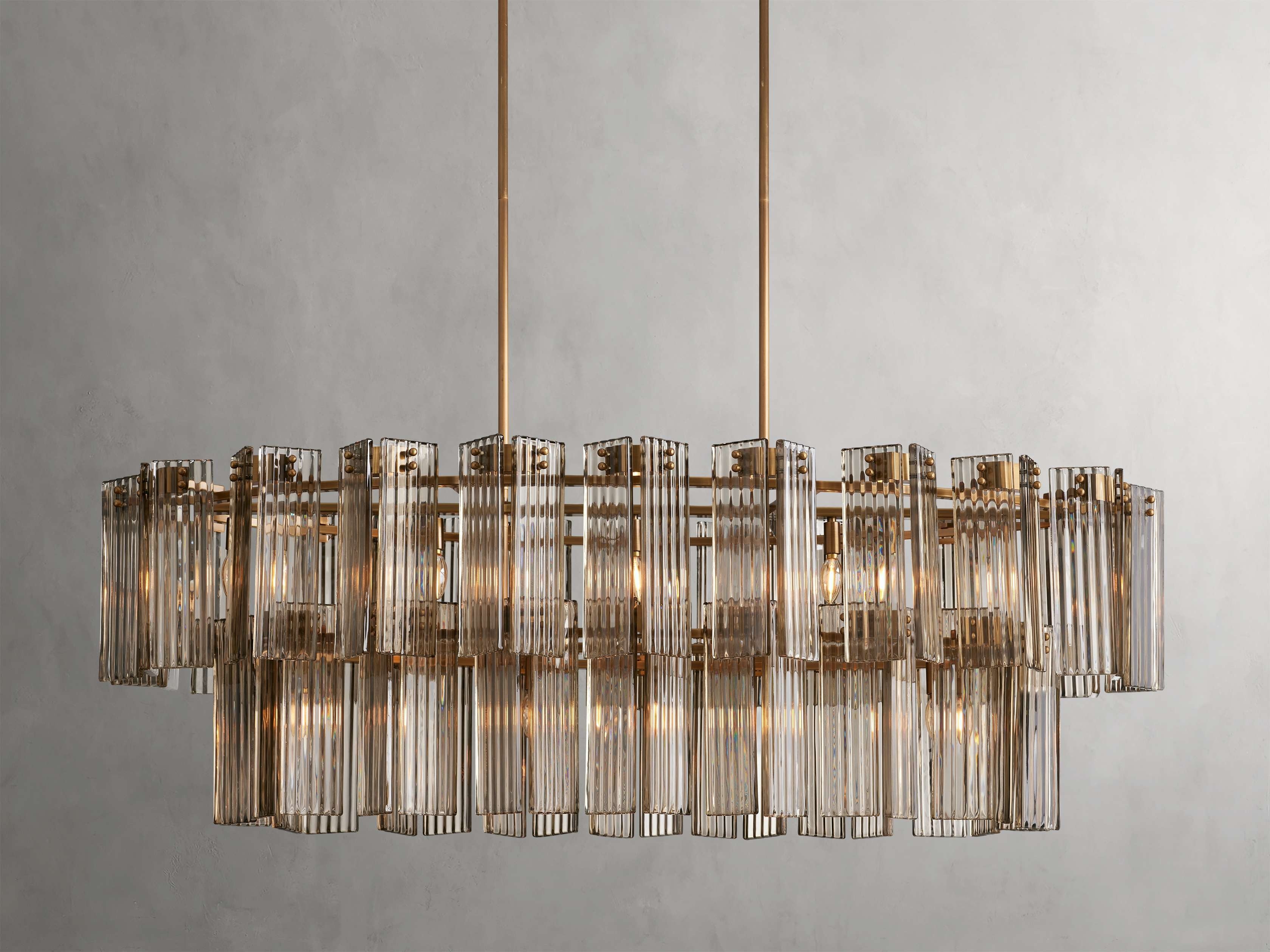 Delacroix Reeded Glass Oval Chandelier