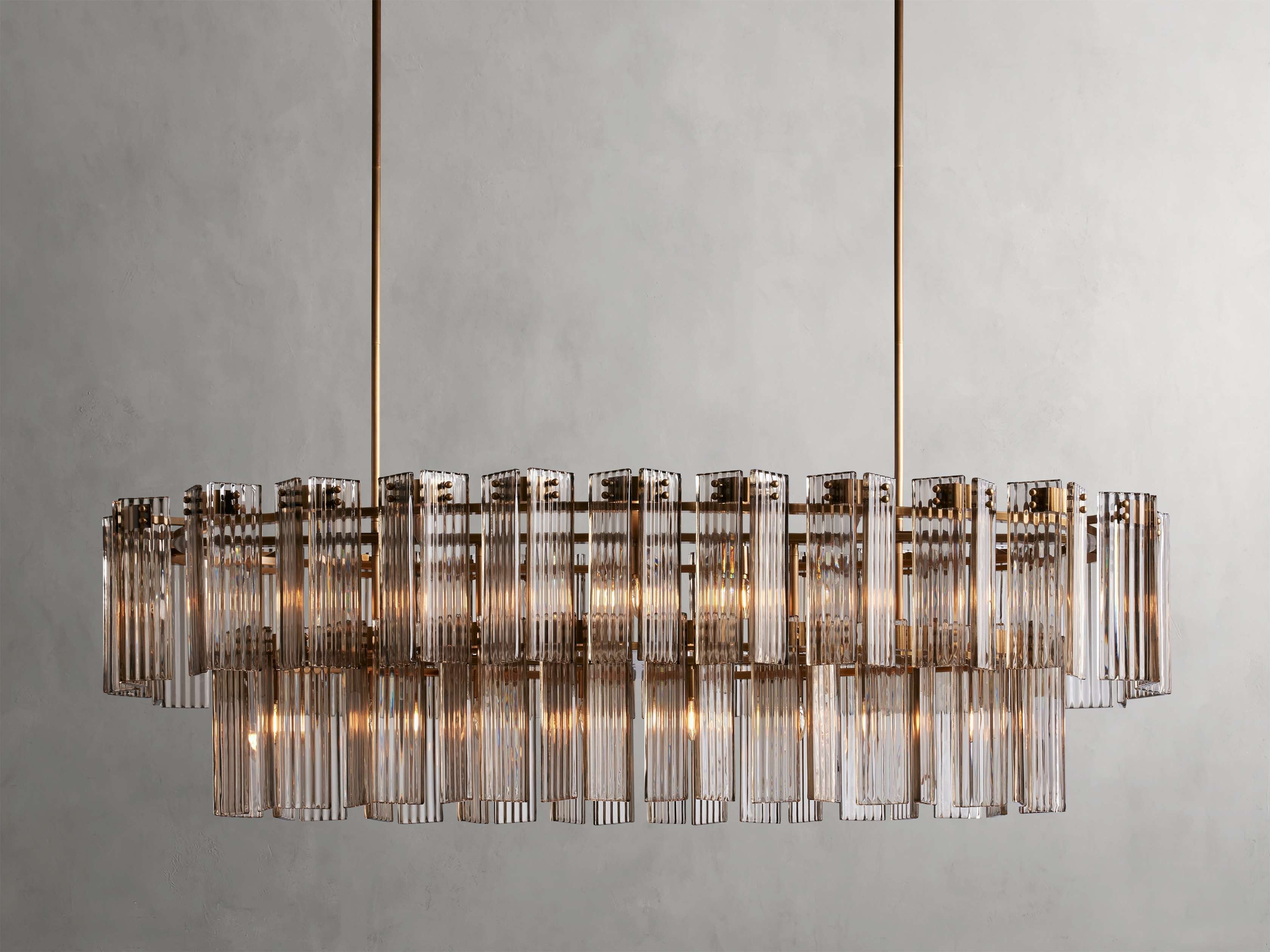 Delacroix Reeded Glass Oval Chandelier