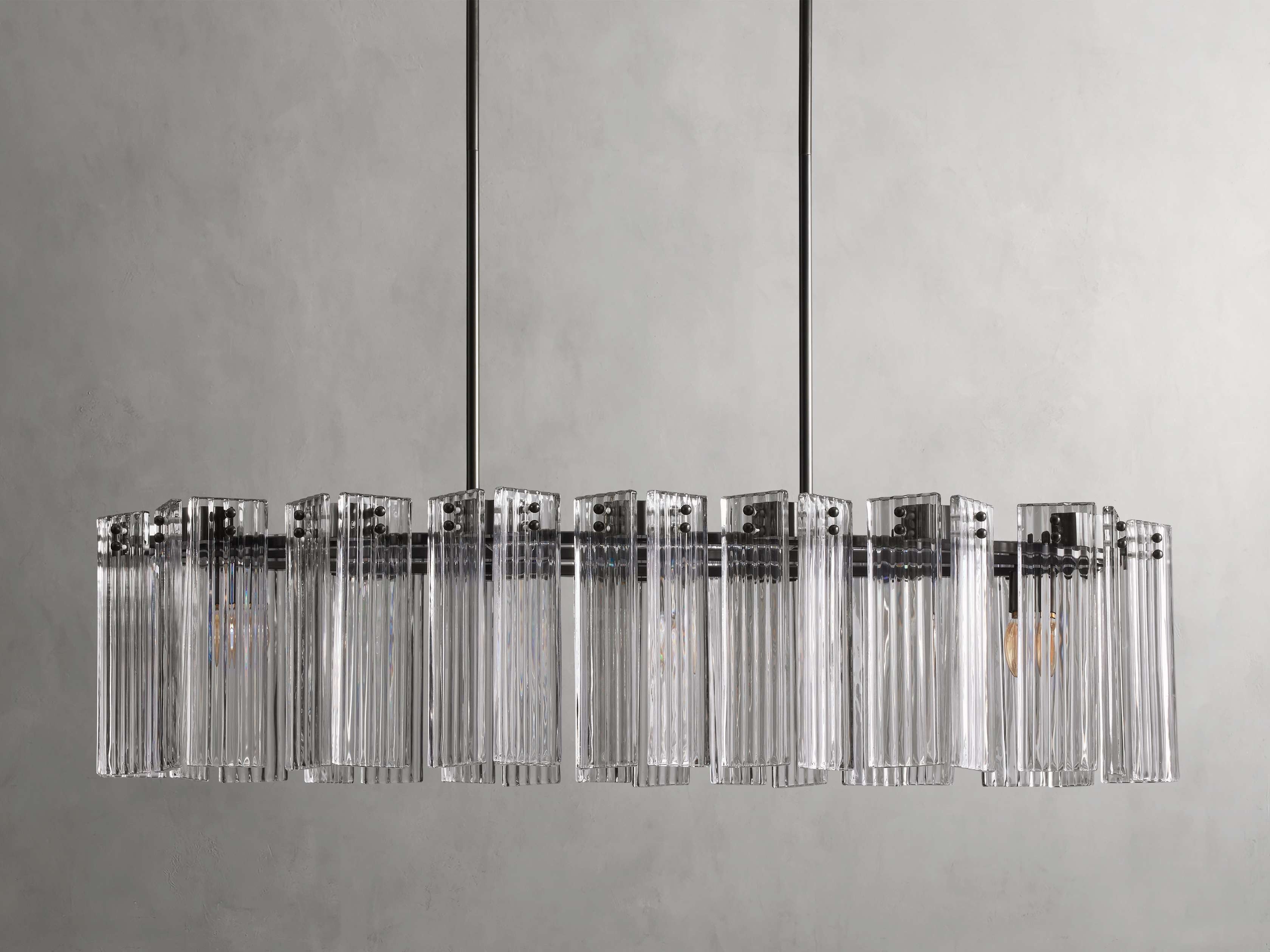 Delacroix Reeded Glass Oval Chandelier