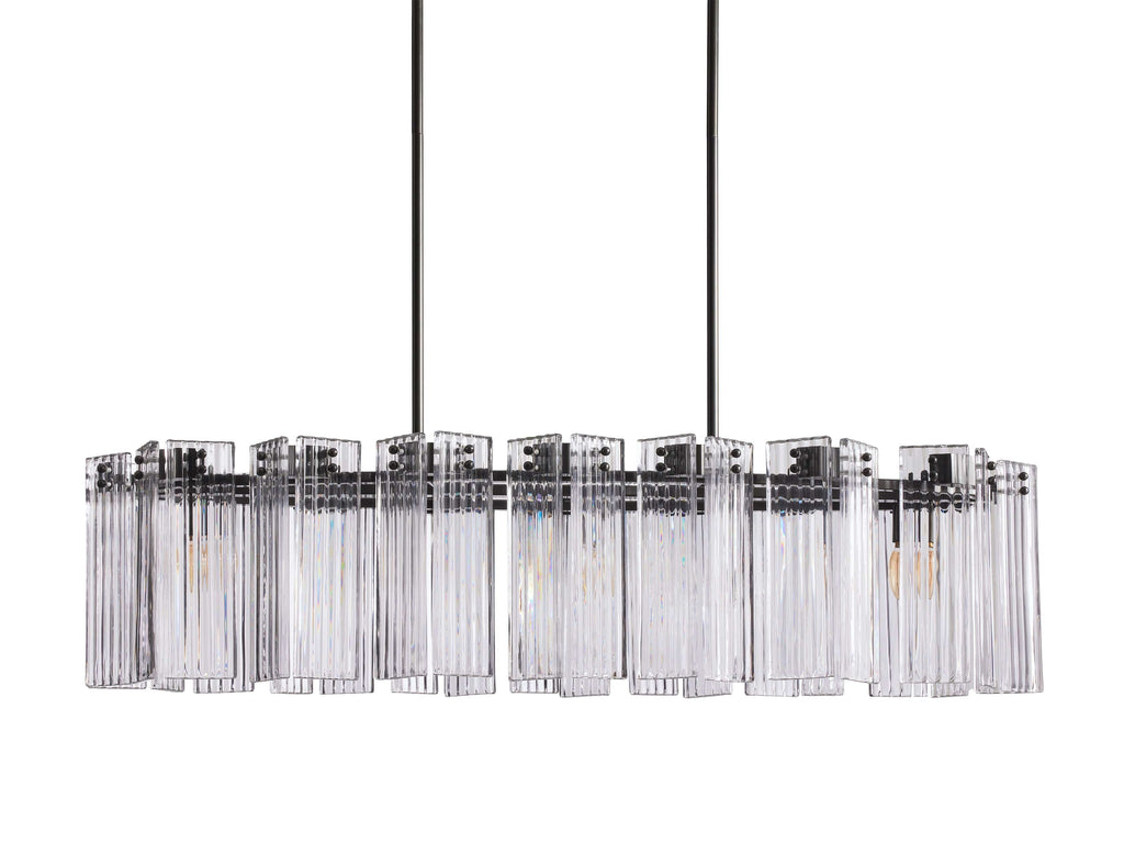 Delacroix Reeded Glass Oval Chandelier