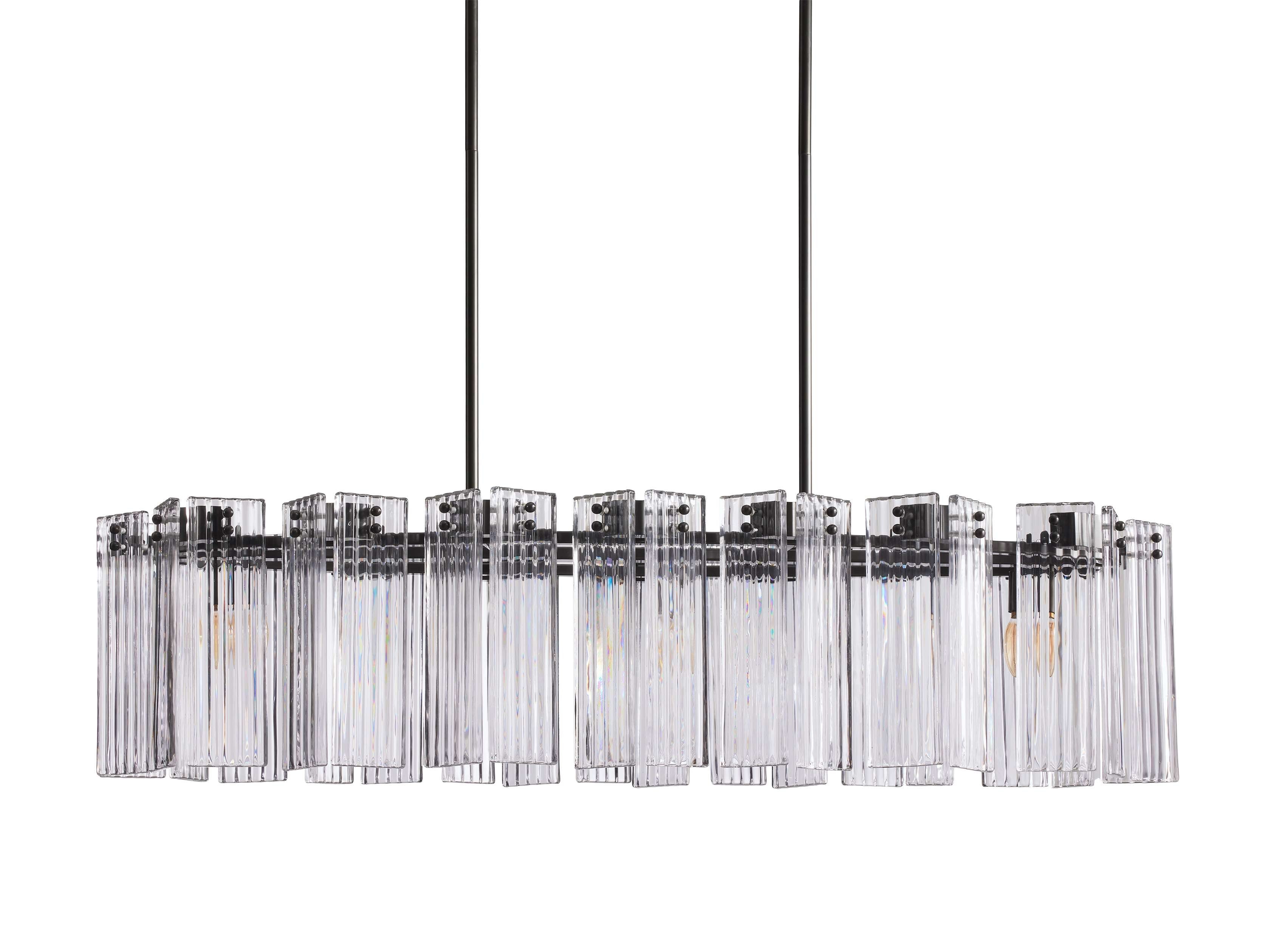 Delacroix Reeded Glass Oval Chandelier