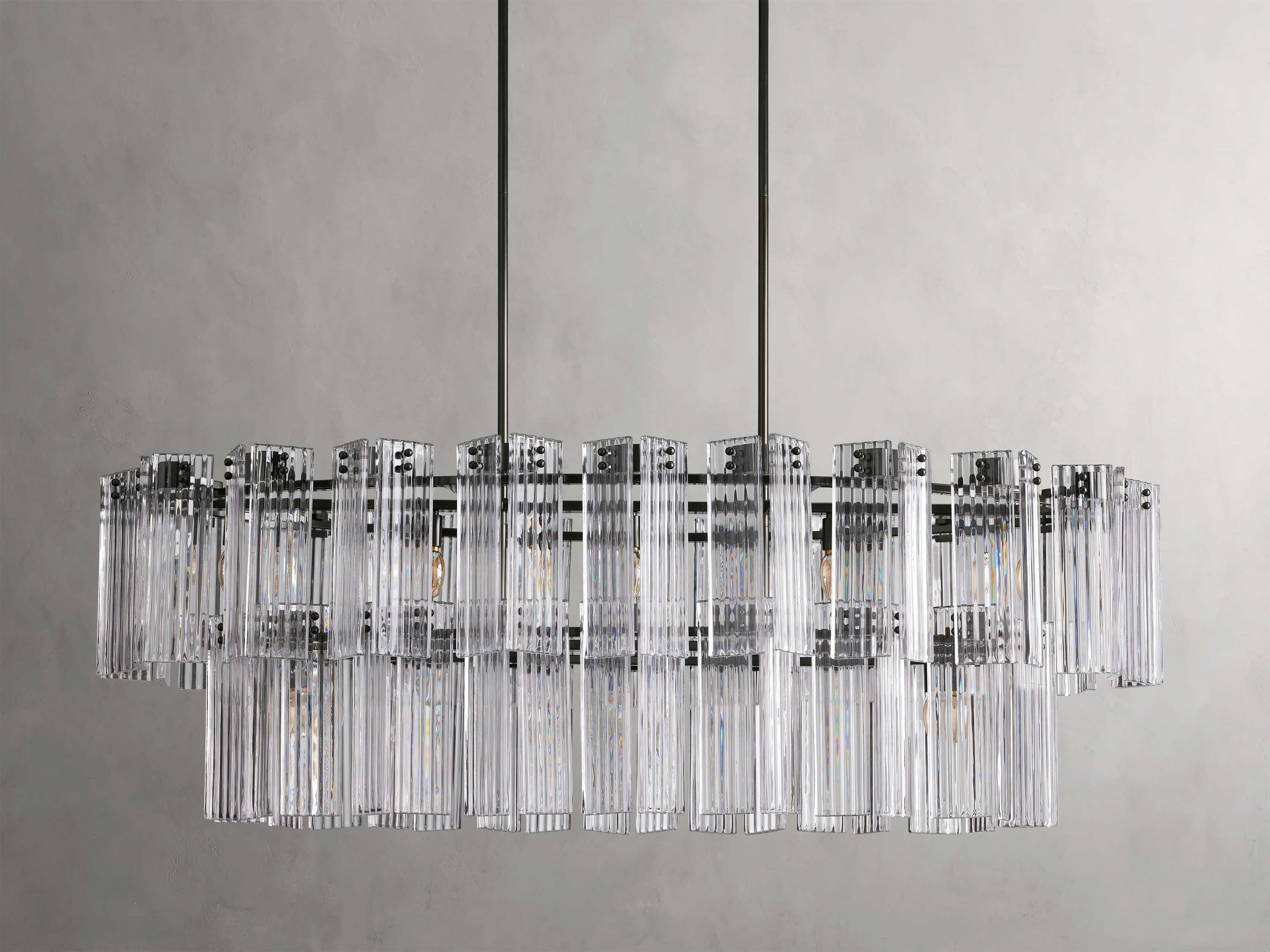 Delacroix Reeded Glass Oval Chandelier