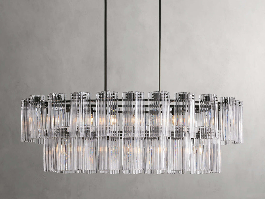 Delacroix Reeded Glass Oval Chandelier