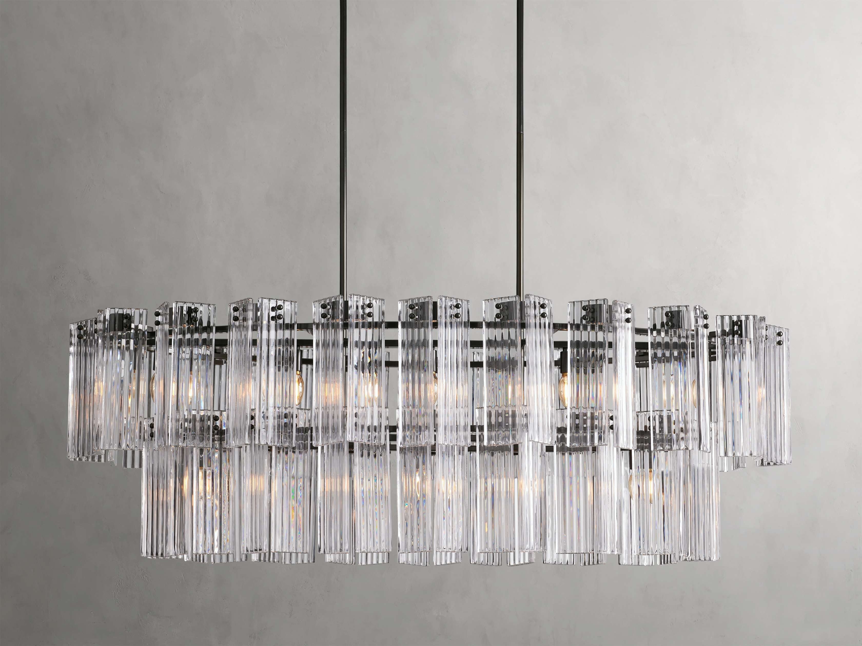 Delacroix Reeded Glass Oval Chandelier