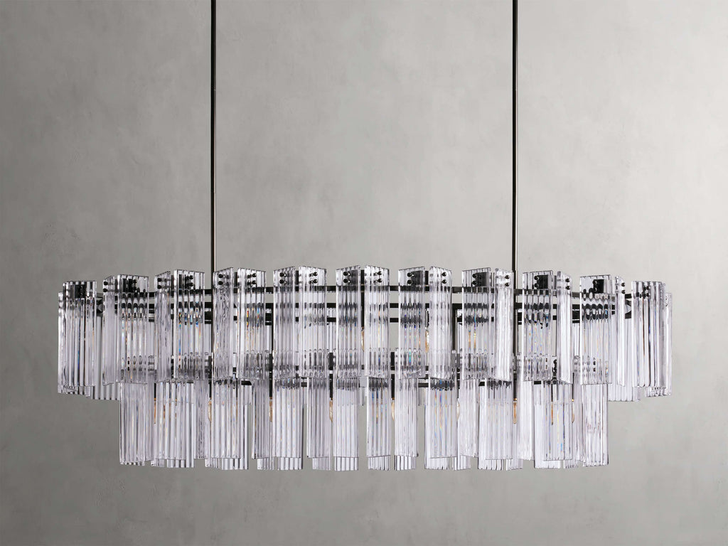 Delacroix Reeded Glass Oval Chandelier