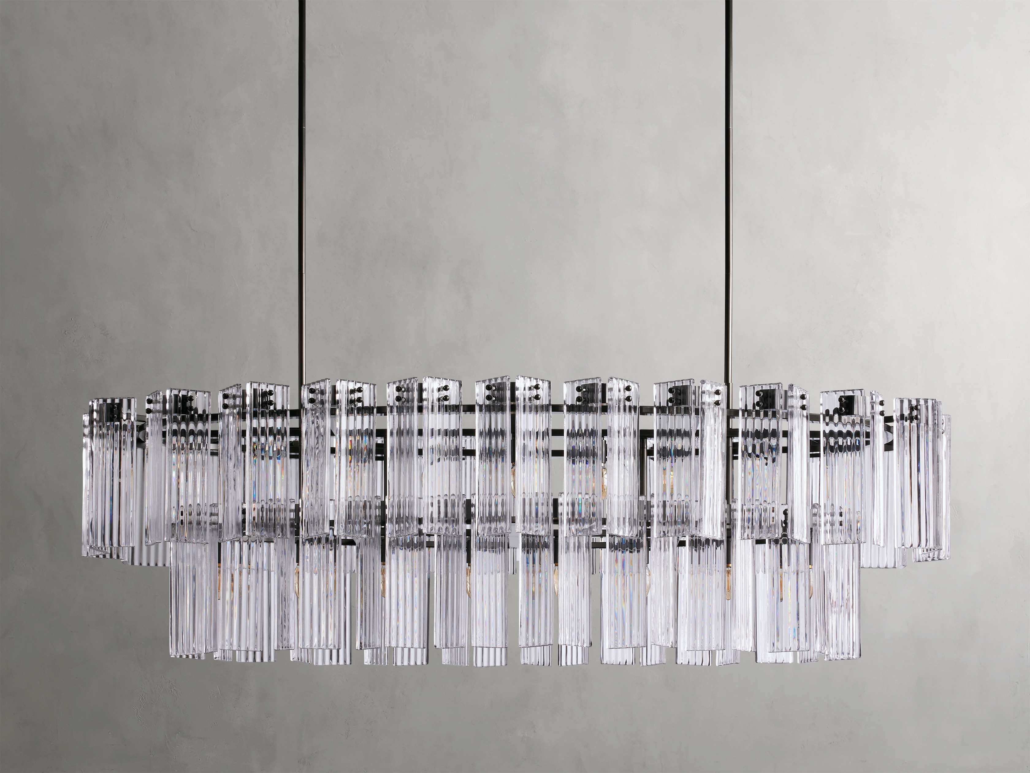 Delacroix Reeded Glass Oval Chandelier