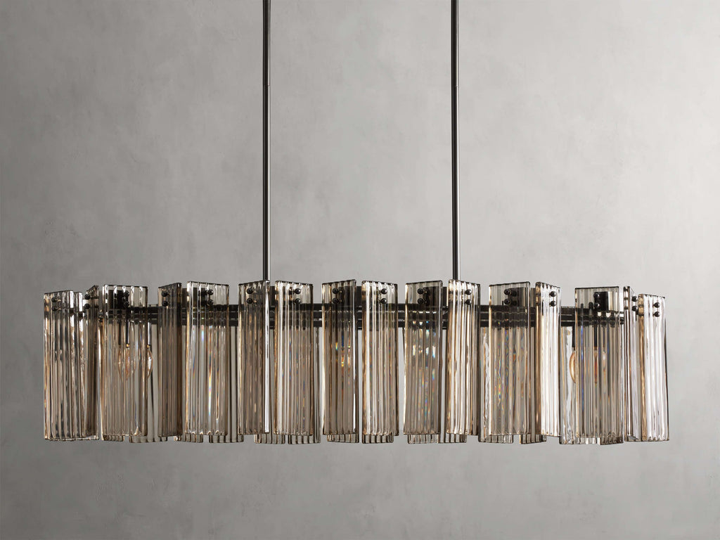 Delacroix Reeded Glass Oval Chandelier