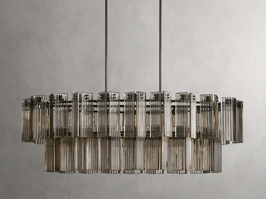 Delacroix Reeded Glass Oval Chandelier