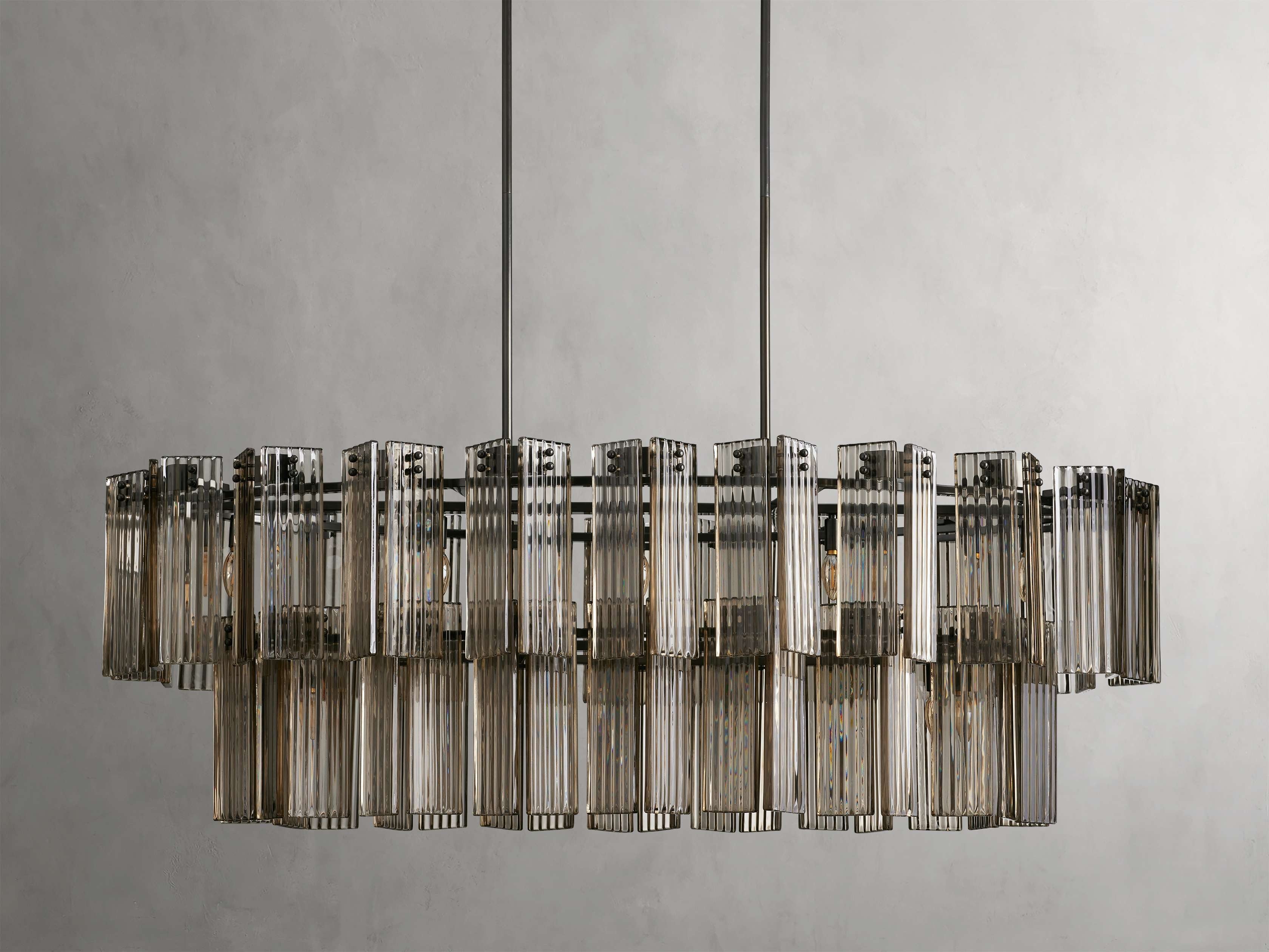 Delacroix Reeded Glass Oval Chandelier