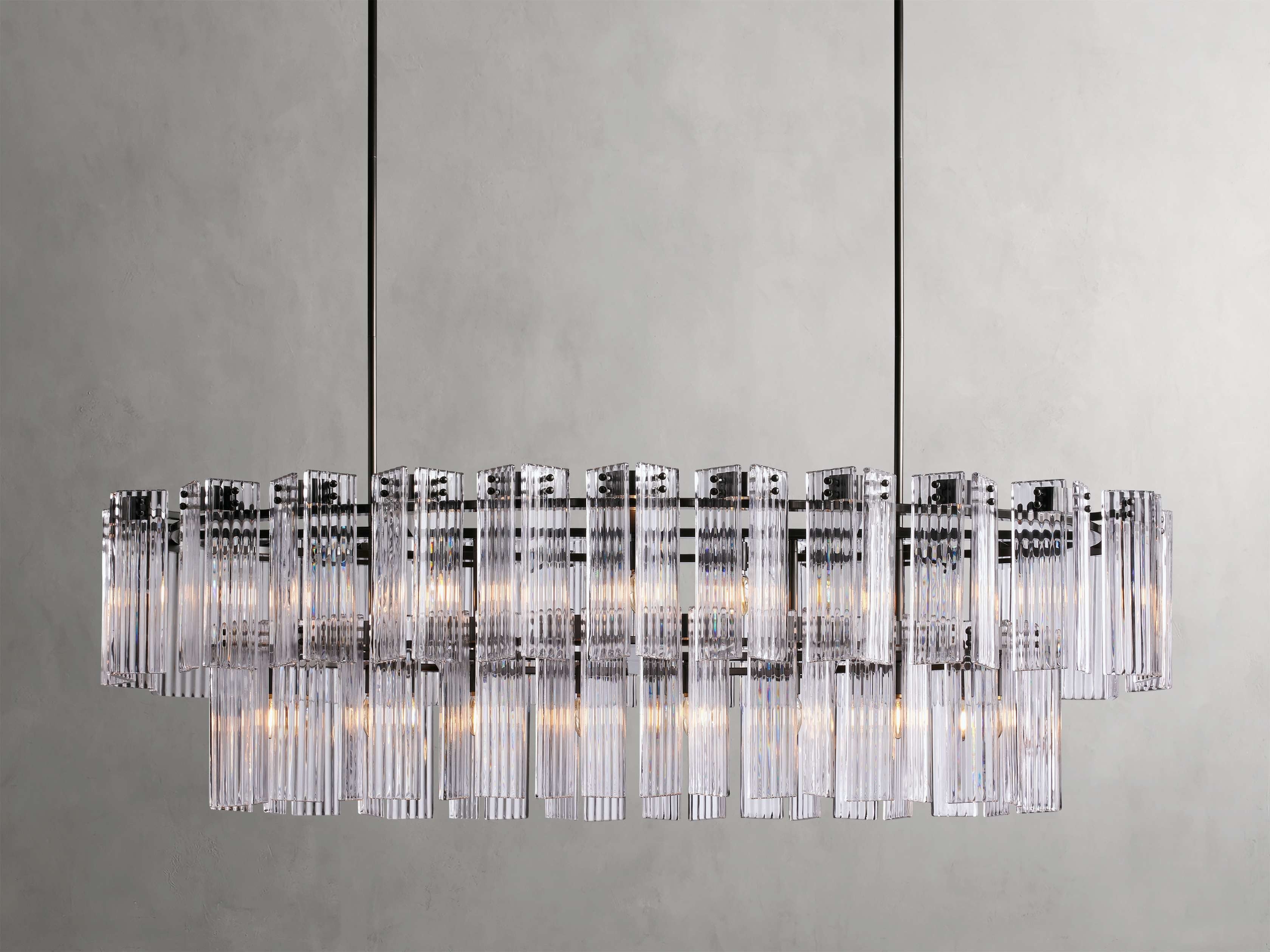 Delacroix Reeded Glass Oval Chandelier