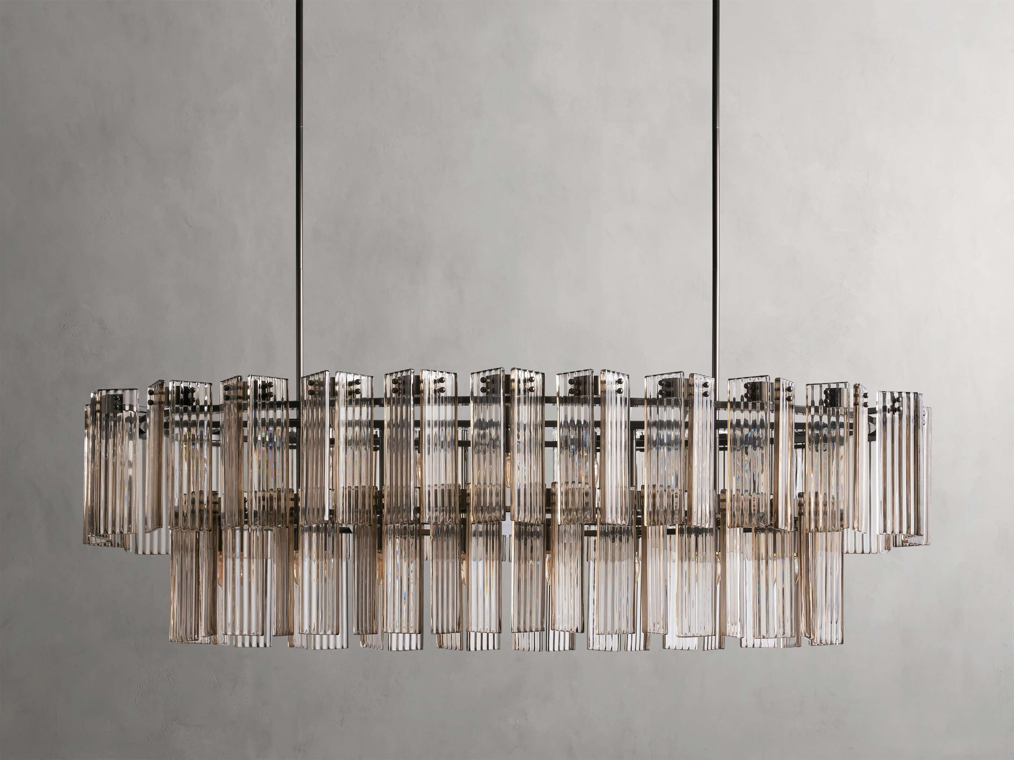 Delacroix Reeded Glass Oval Chandelier