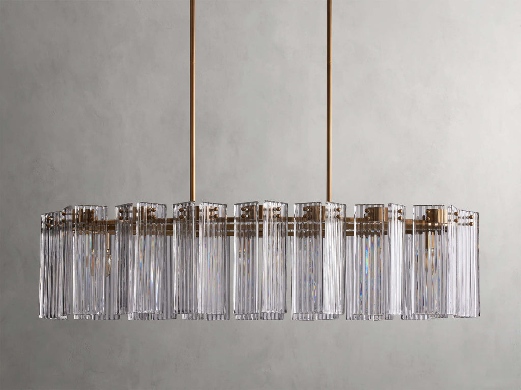 Delacroix Reeded Glass Oval Chandelier