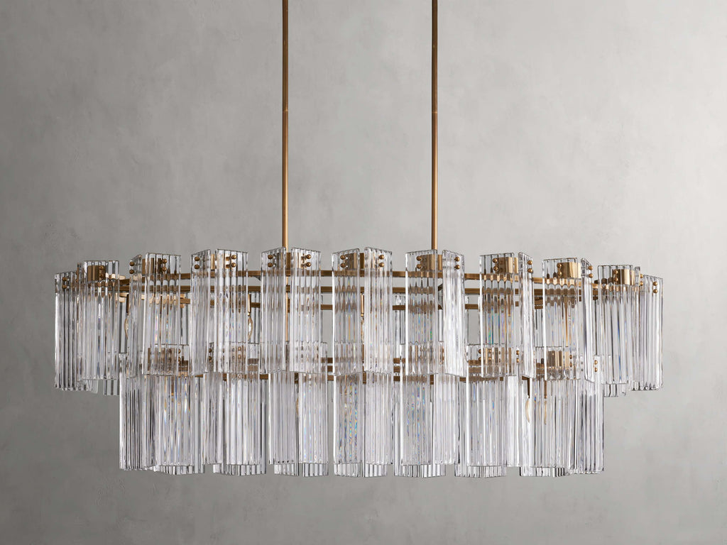 Delacroix Reeded Glass Oval Chandelier