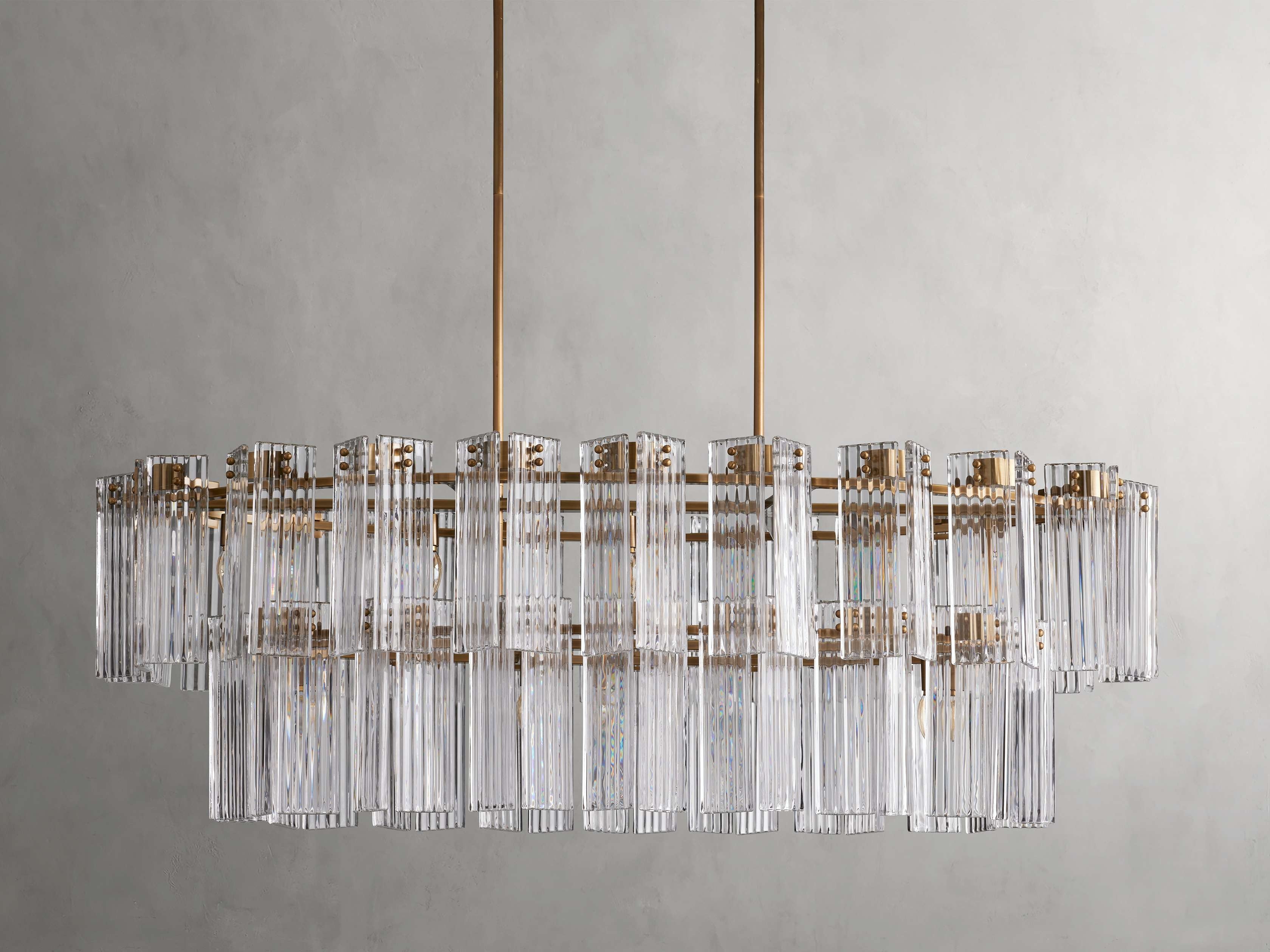Delacroix Reeded Glass Oval Chandelier