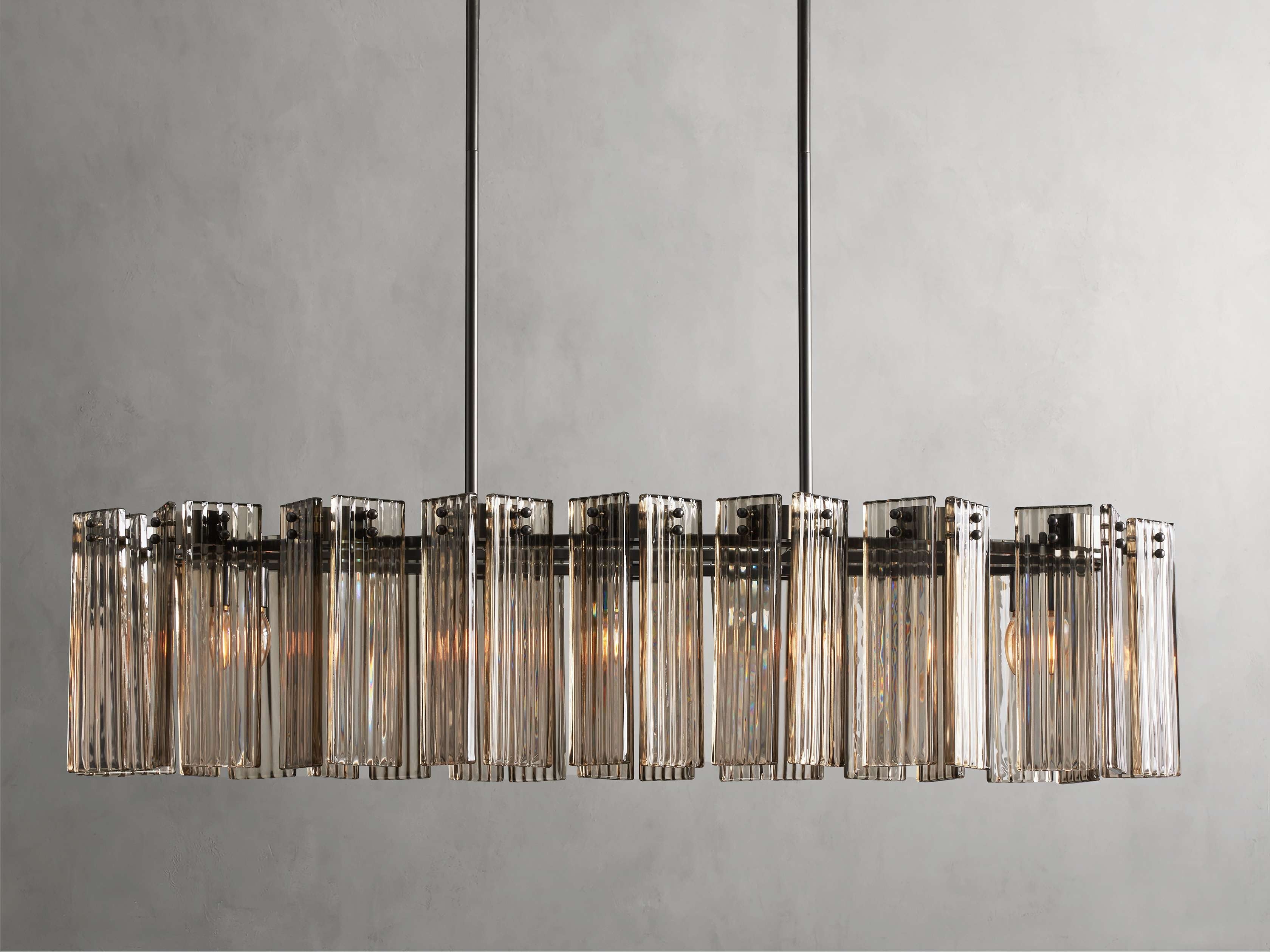Delacroix Reeded Glass Oval Chandelier