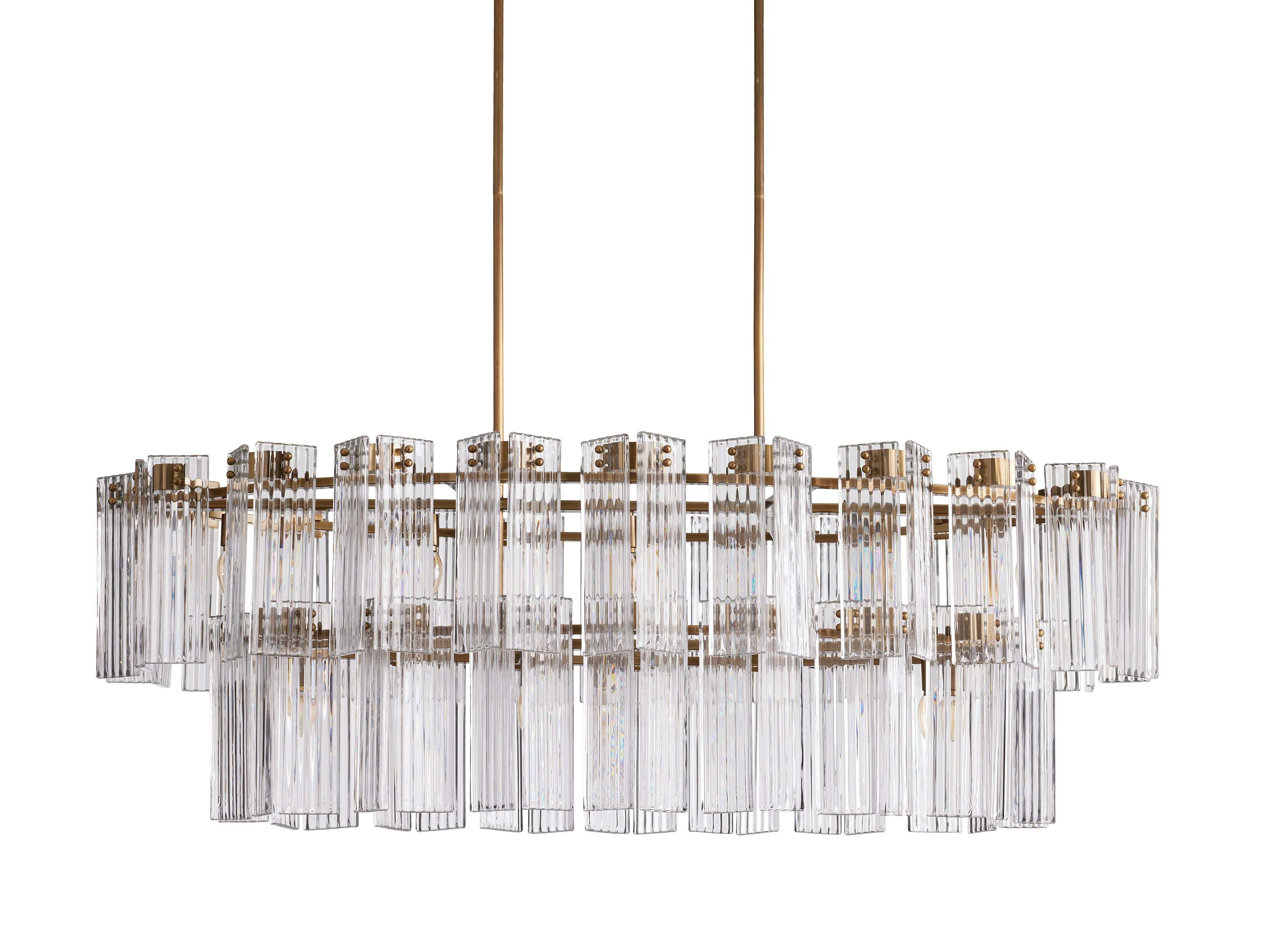 Delacroix Reeded Glass Oval Chandelier