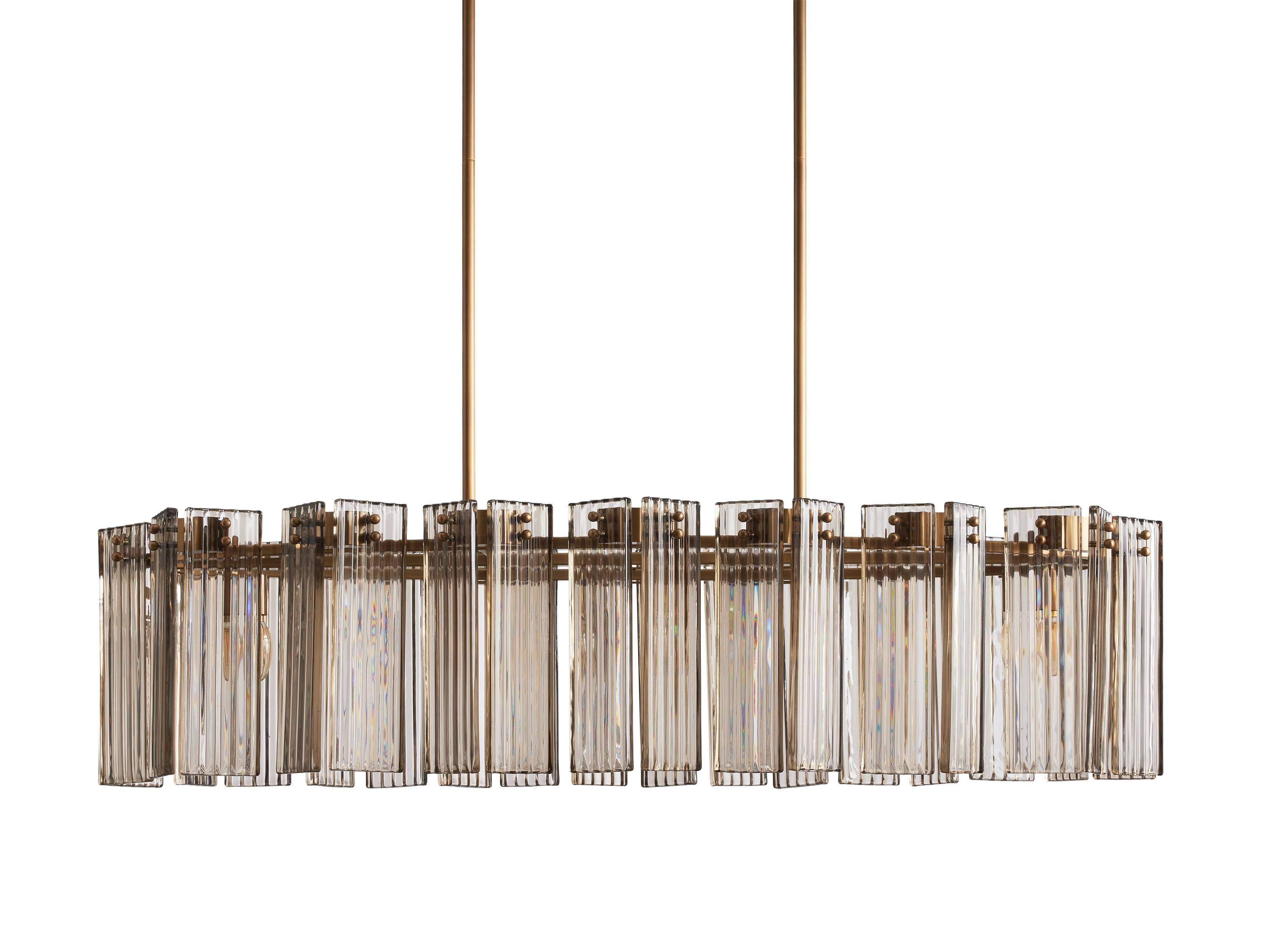 Delacroix Reeded Glass Oval Chandelier