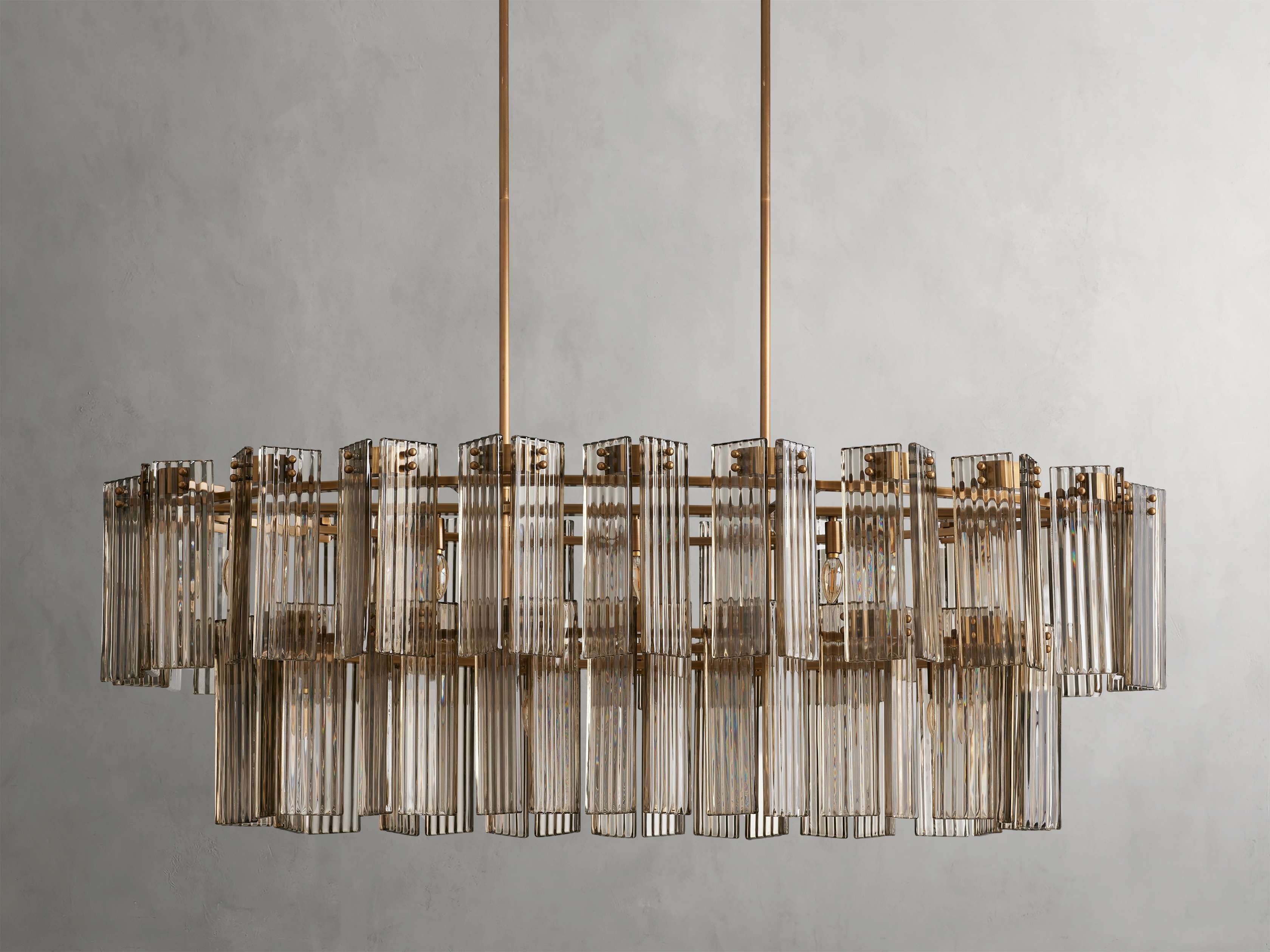 Delacroix Reeded Glass Oval Chandelier