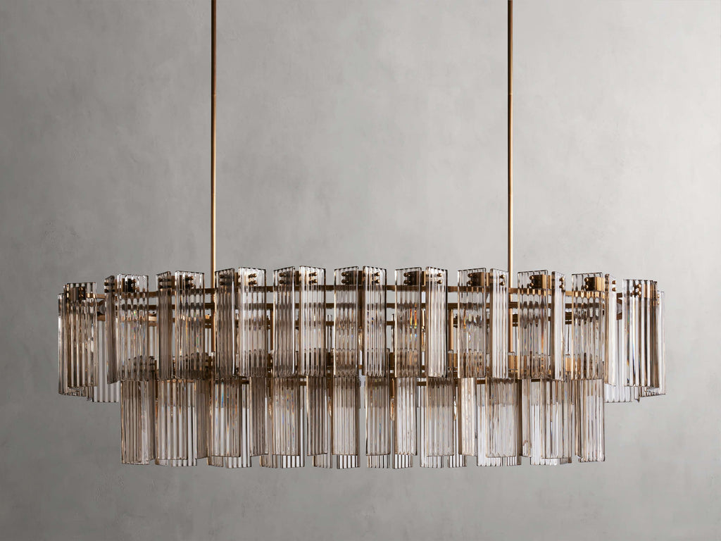 Delacroix Reeded Glass Oval Chandelier