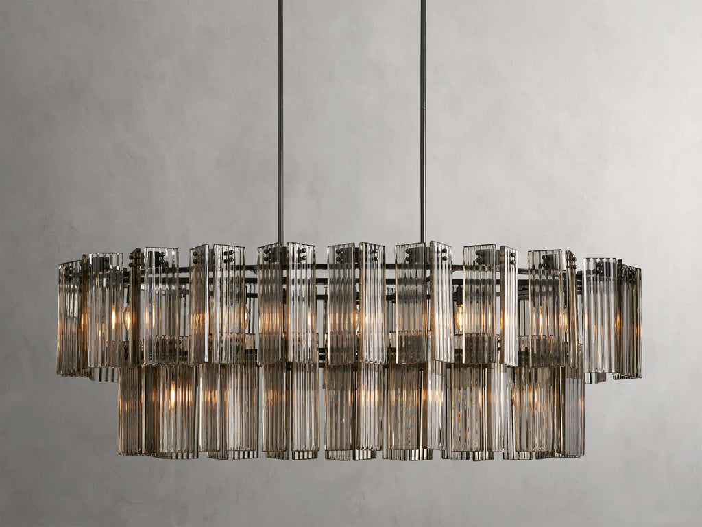 Delacroix Reeded Glass Oval Chandelier