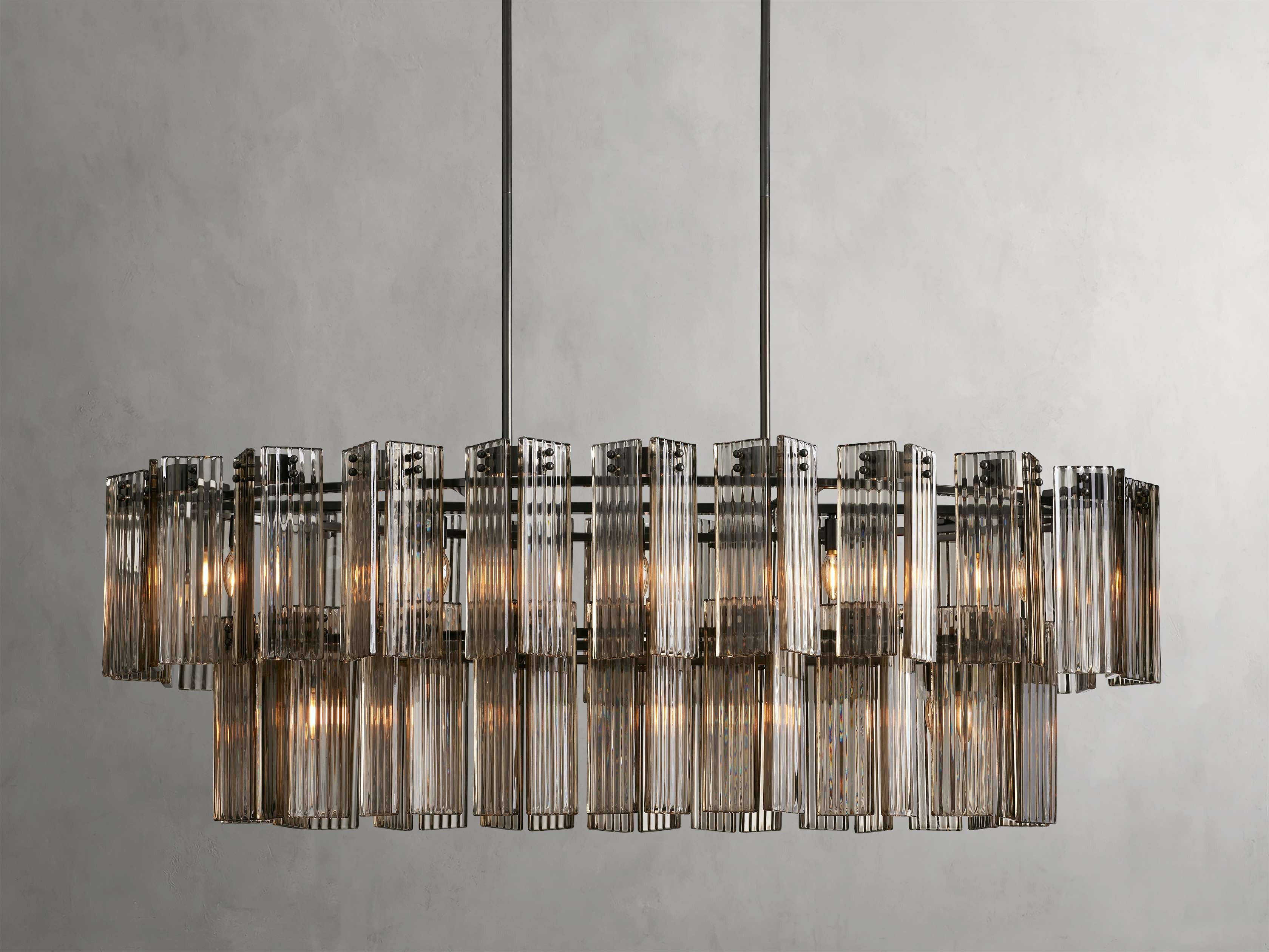 Delacroix Reeded Glass Oval Chandelier