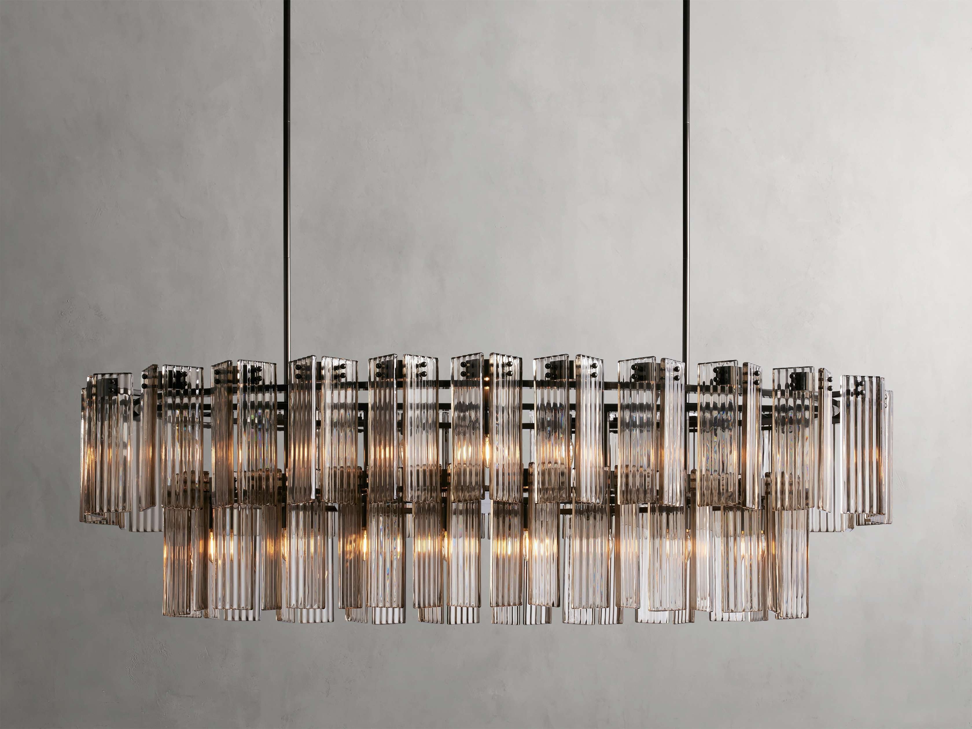 Delacroix Reeded Glass Oval Chandelier