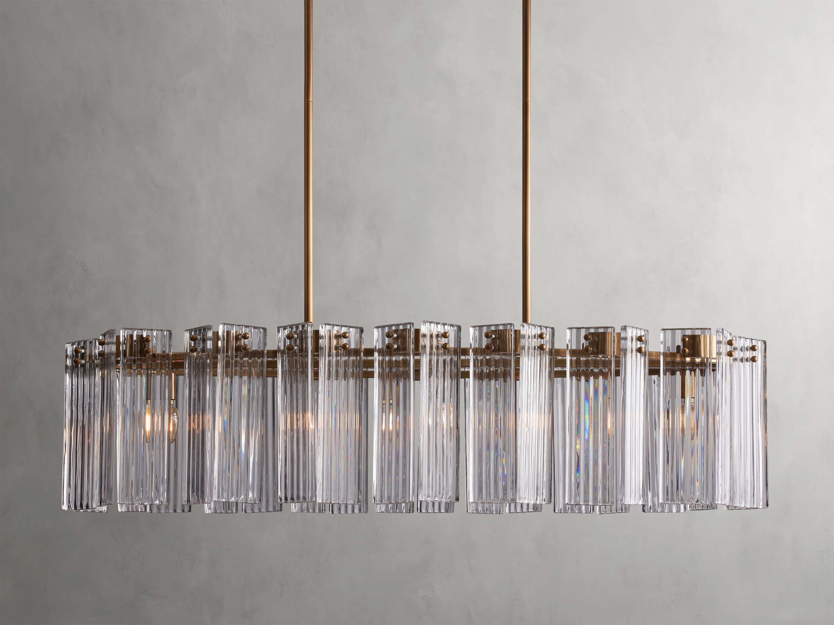 Delacroix Reeded Glass Oval Chandelier