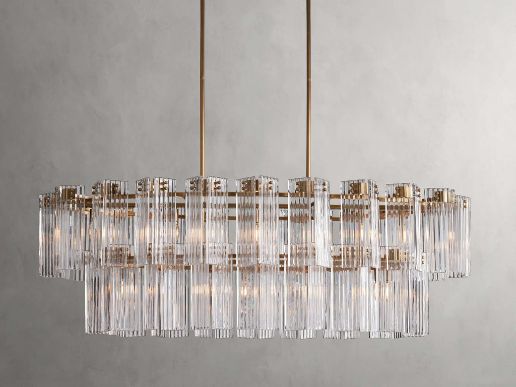 Delacroix Reeded Glass Oval Chandelier