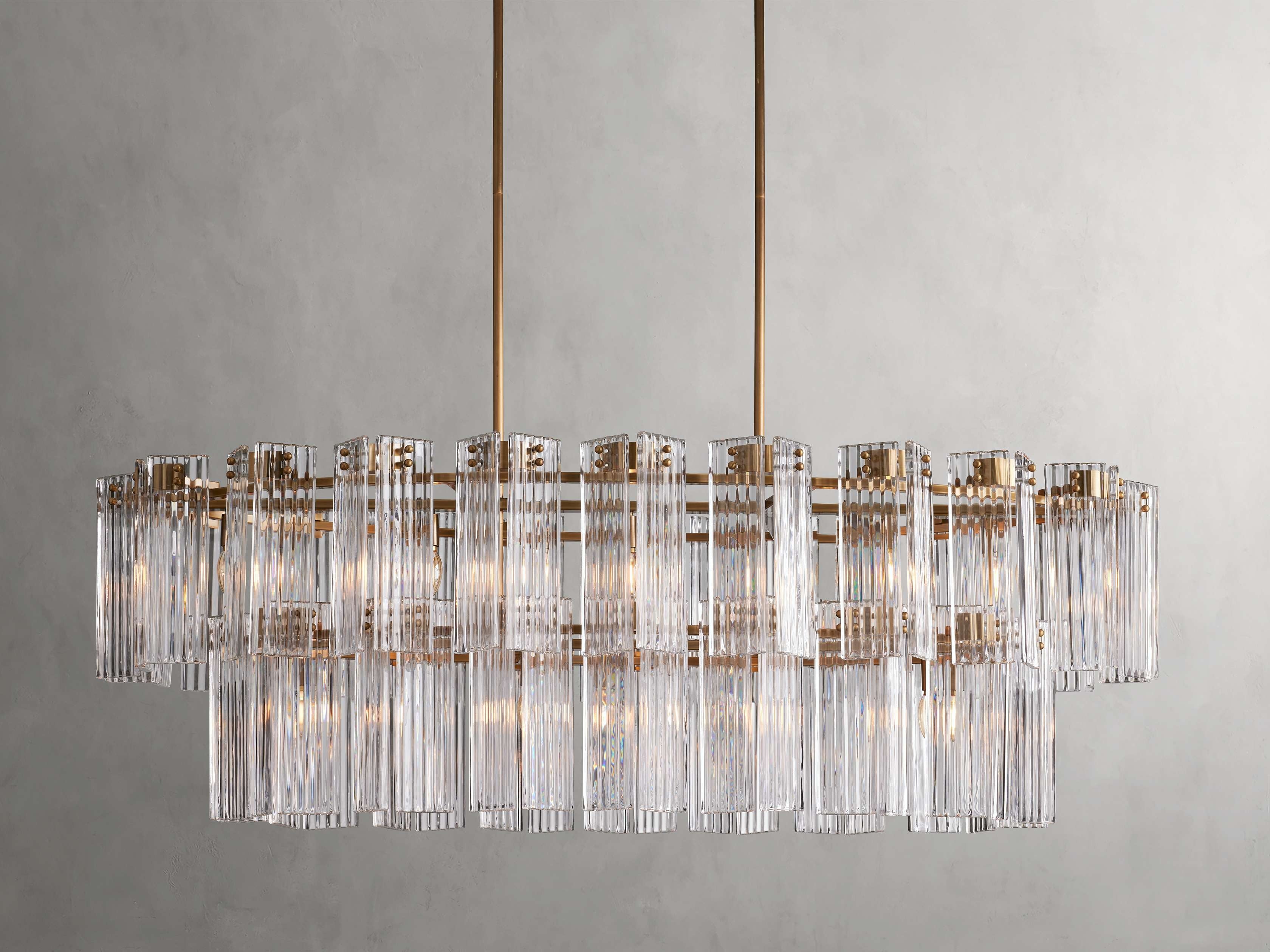 Delacroix Reeded Glass Oval Chandelier