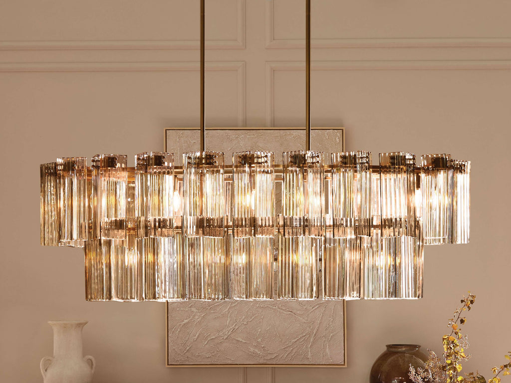 Delacroix Reeded Glass Oval Chandelier